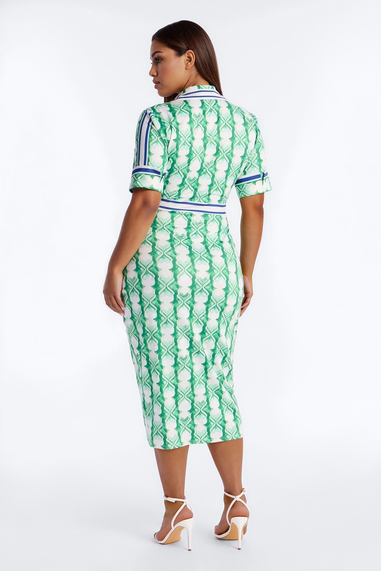 Camila Ruched Printed Midi Dress - Green/combo
