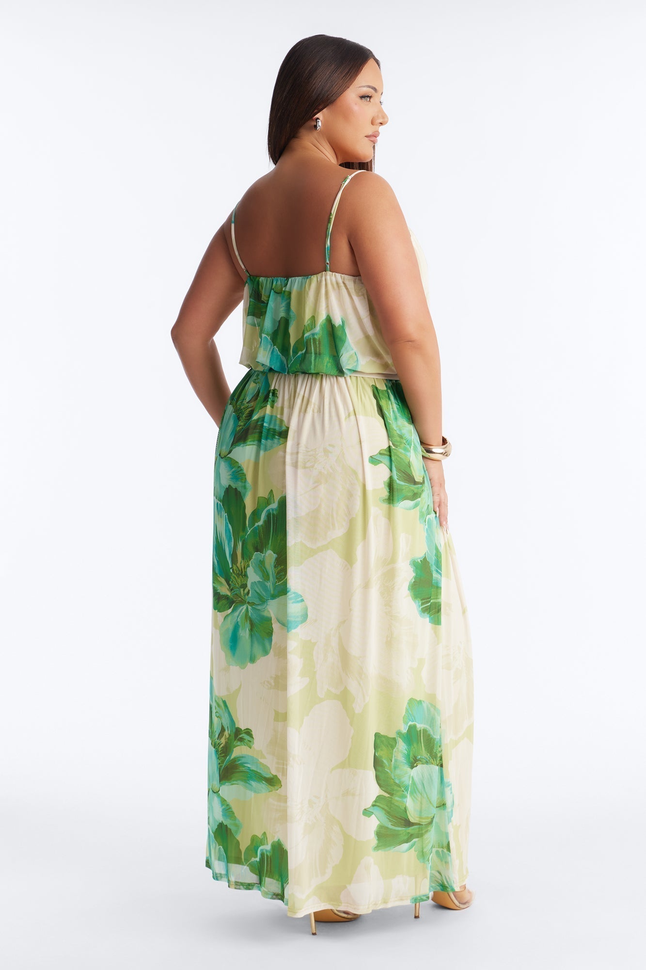 Radiant Beauty Mesh Maxi Dress - Green/combo