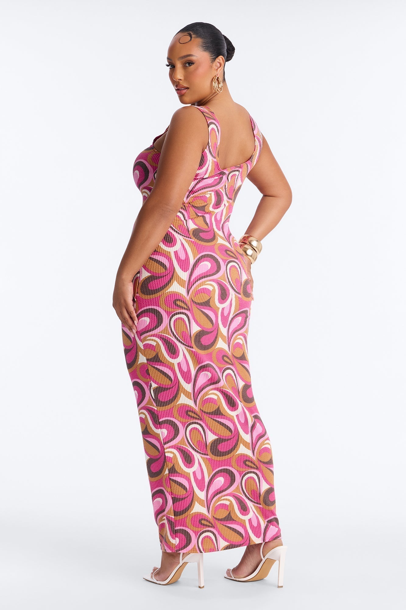 Valentina Ribbed Maxi Dress - Magenta/combo