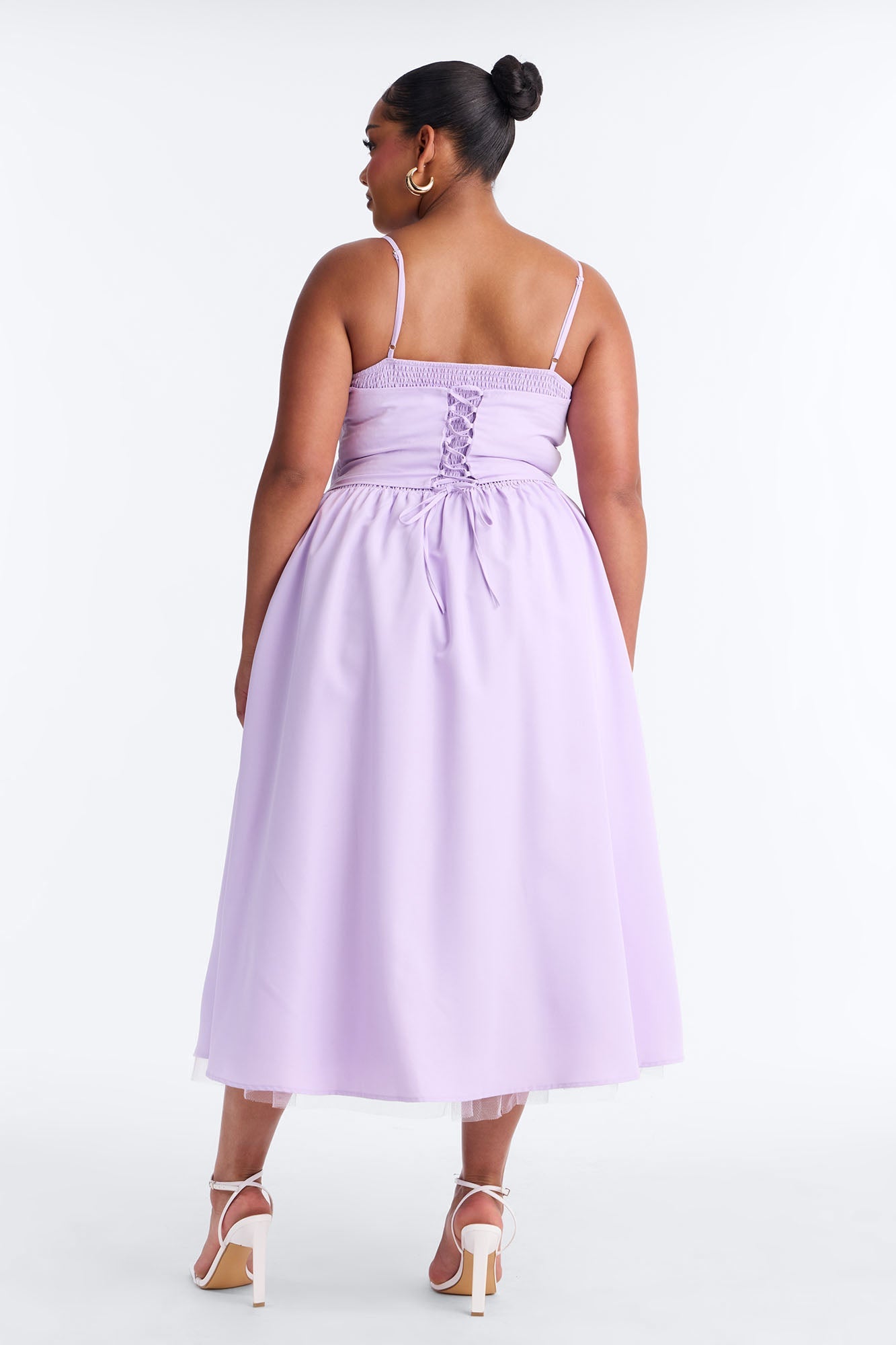 Flora Lace Up Midi Dress - Lavender