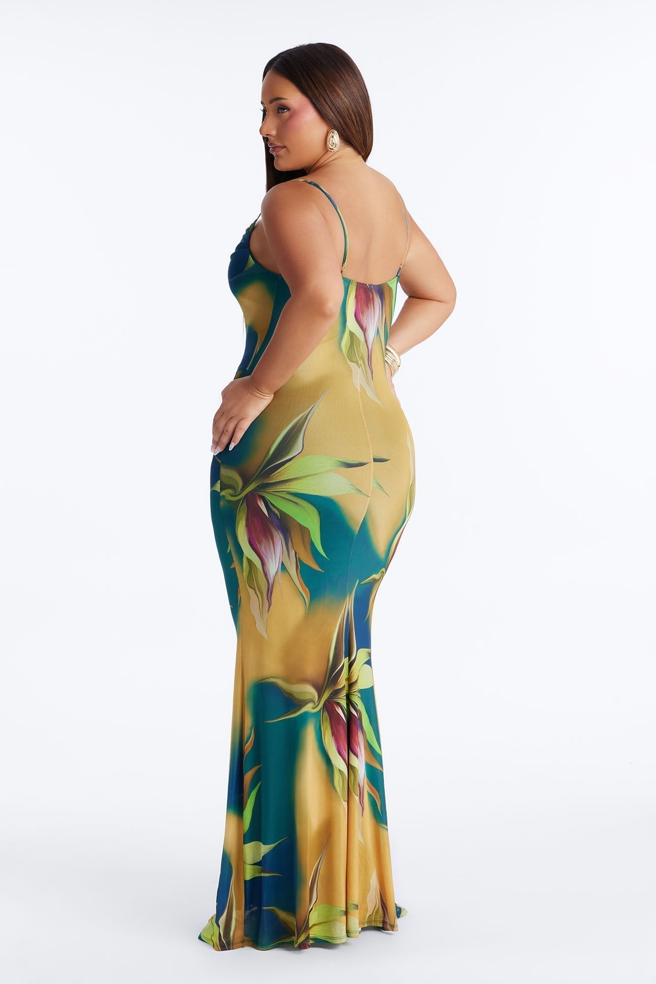 Rio Tropical Mesh Maxi Dress - Teal/combo