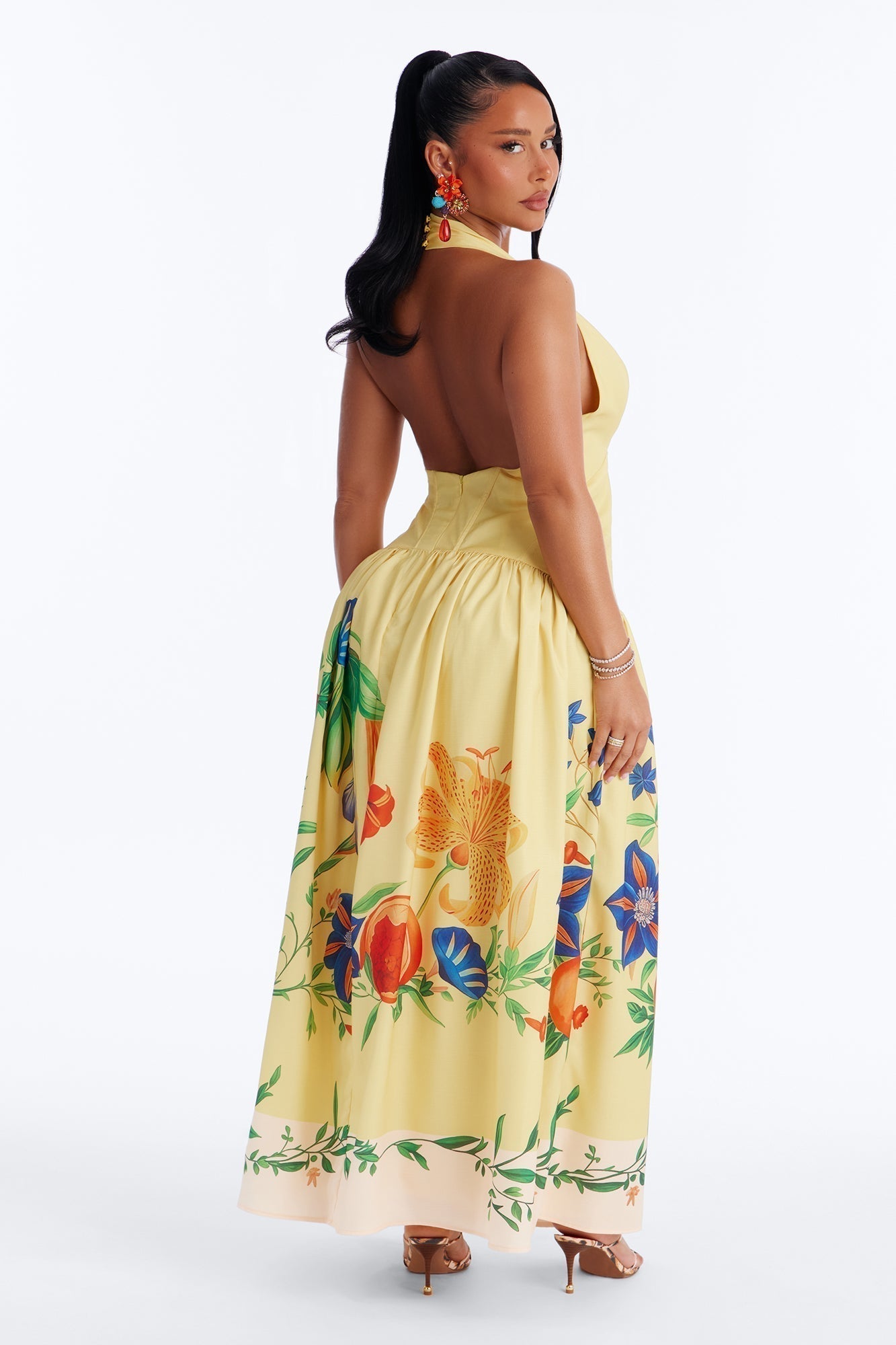 Summer Goddess Halter Maxi Dress - Yellow