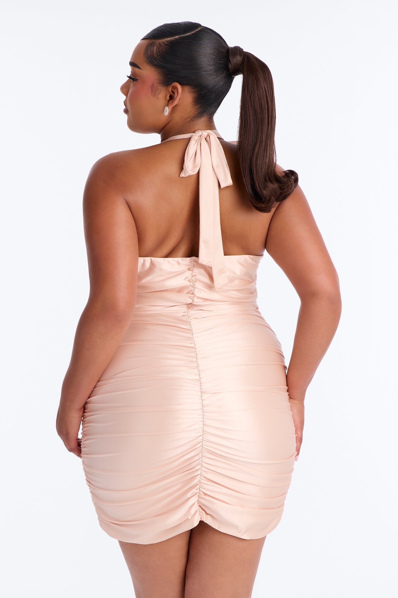 Jasmine Ruffle Ruched Mini Dress - Blush