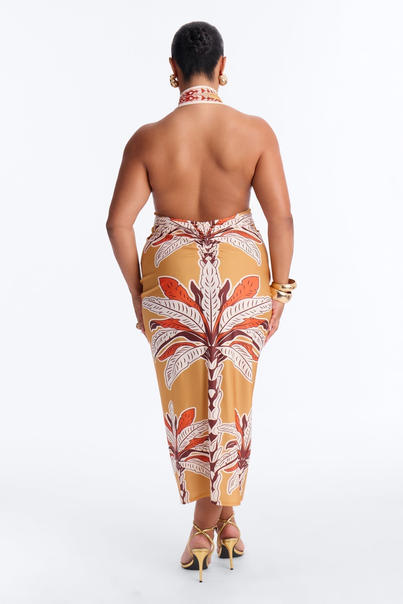 Anita Halter Midi Dress - Orange/combo