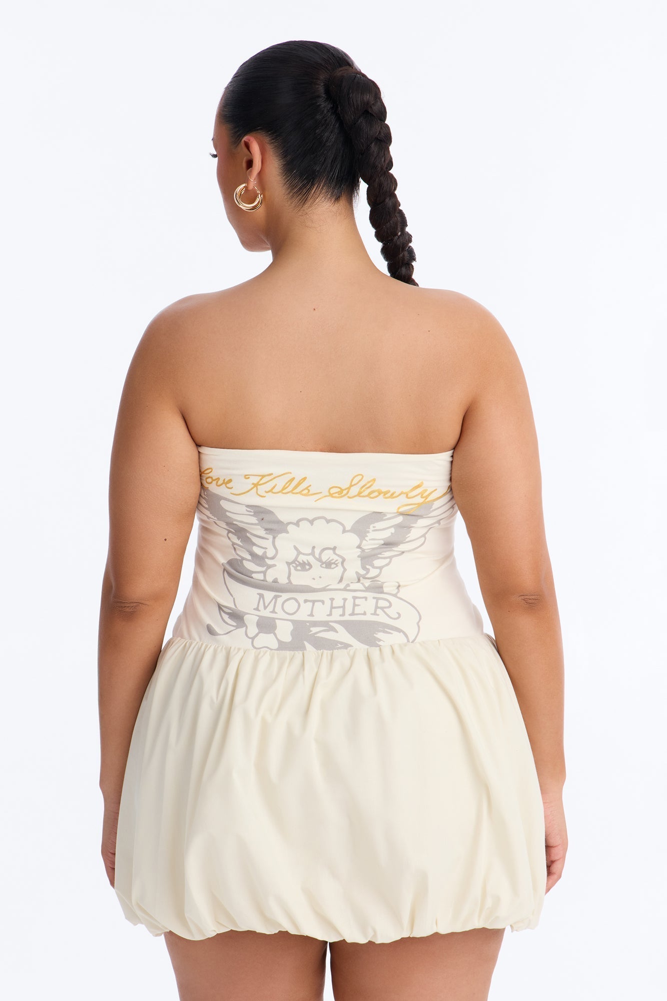 Ed Hardy Mother Mary Bubble Mini Dress - Ivory