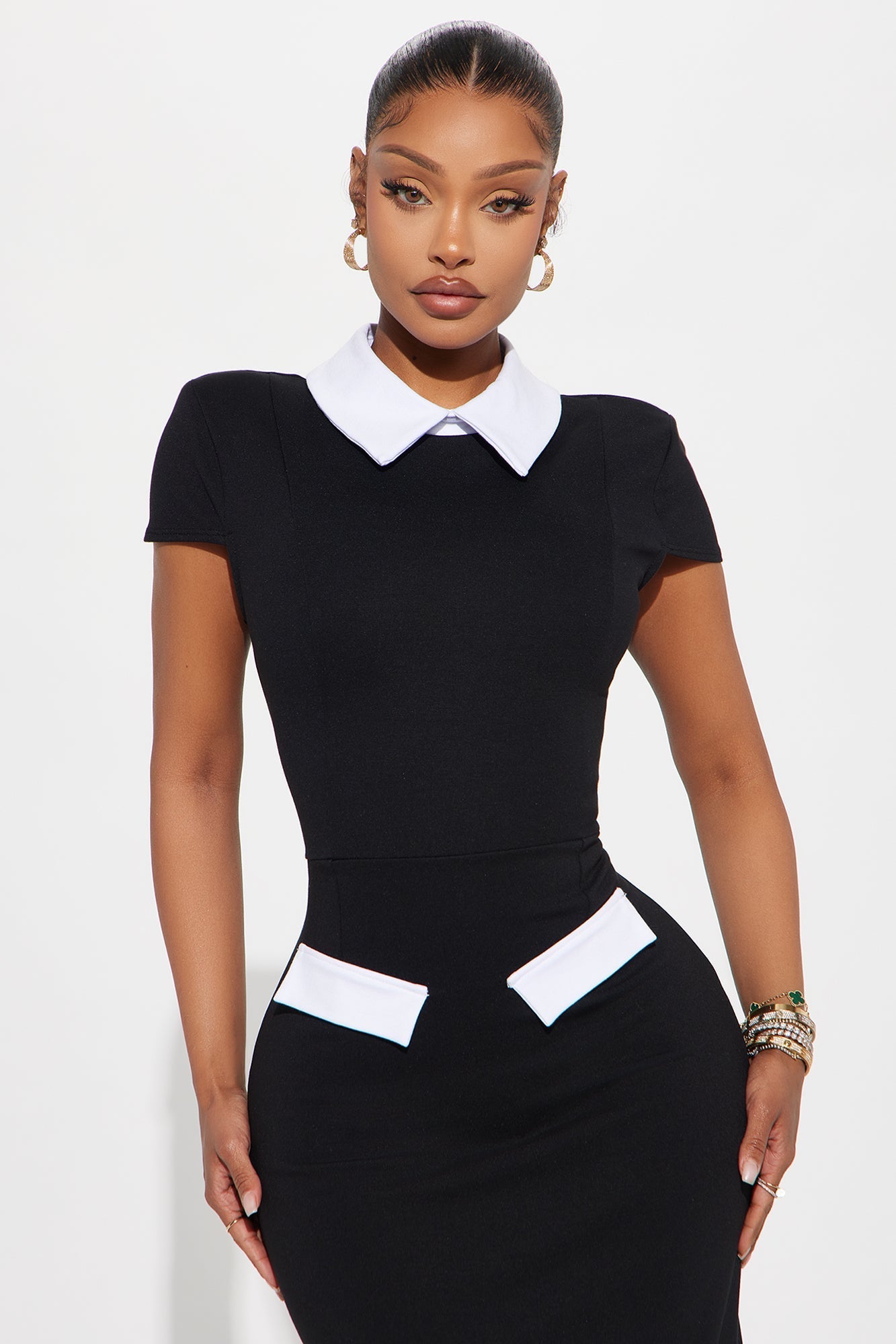 All Business Ponte Maxi Dress - Black/White