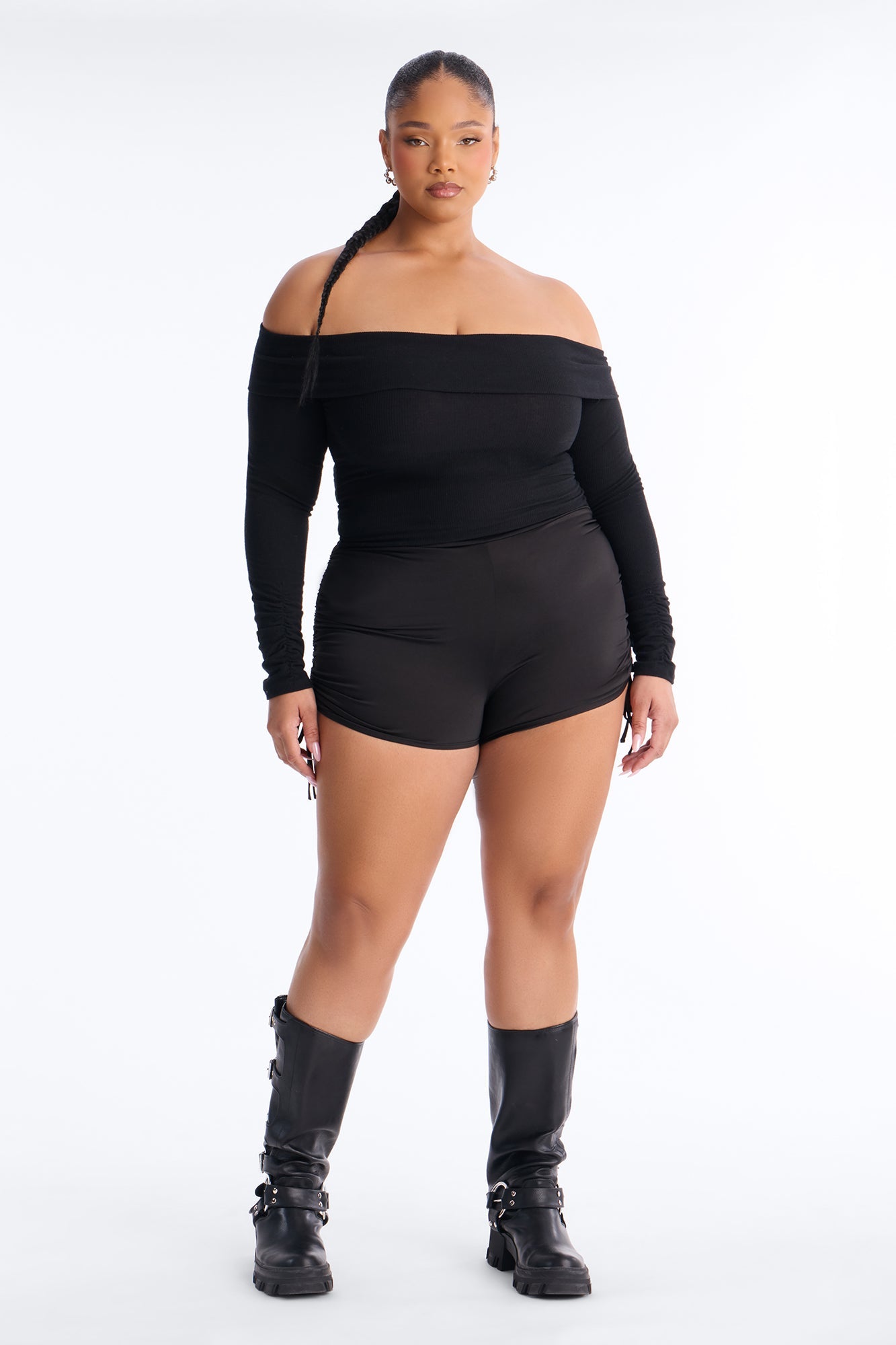Finessed Ruched Micro Short - Black