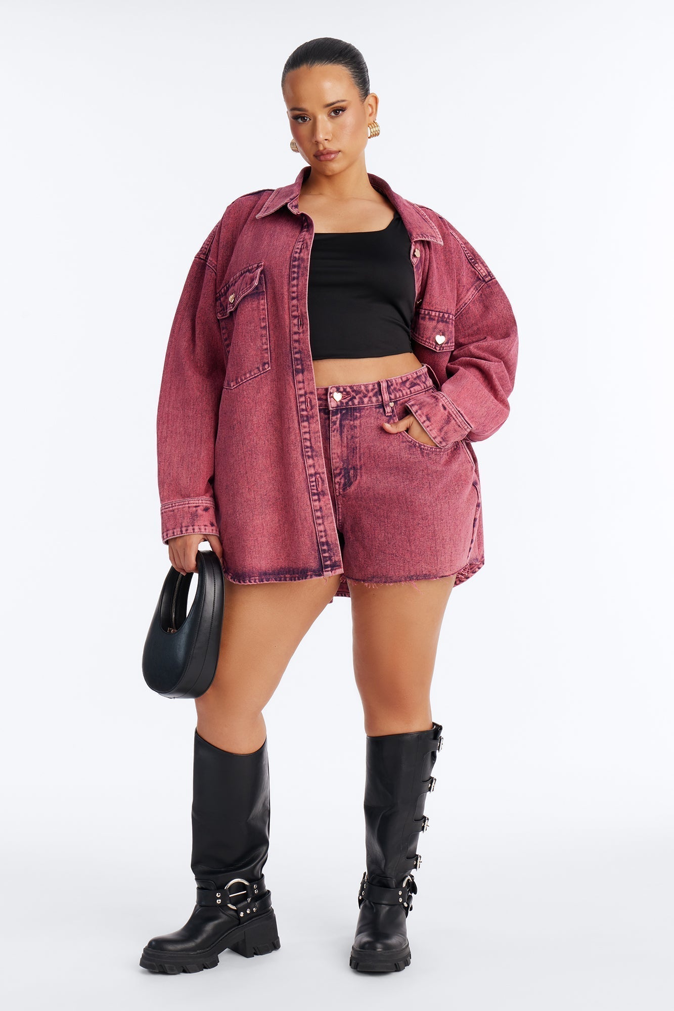 Love You More Denim Shorts - Pink