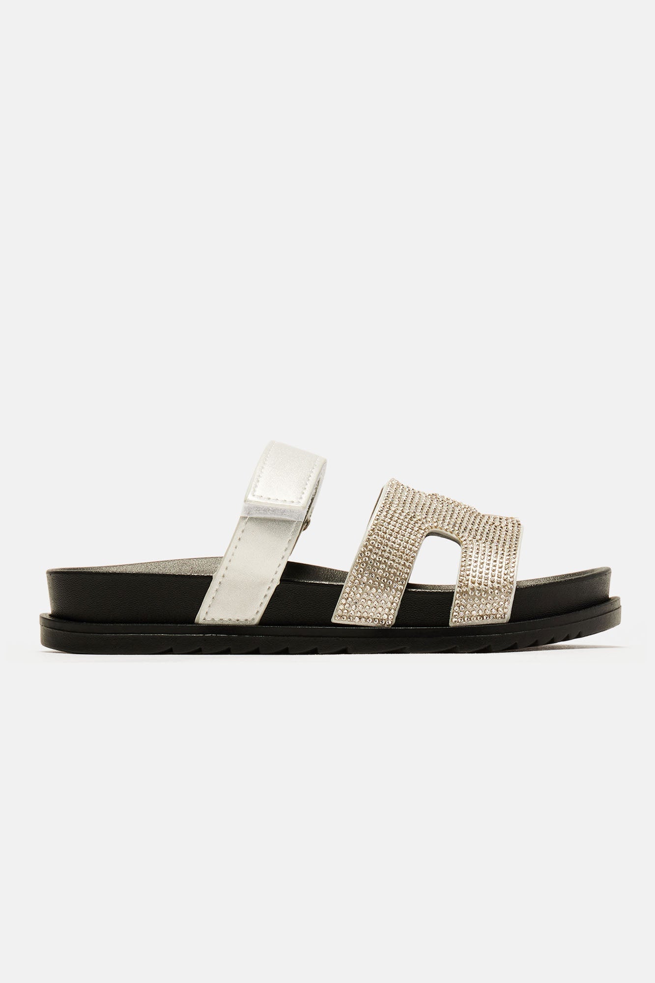 As I Go Embellished Casual Slides - Silver