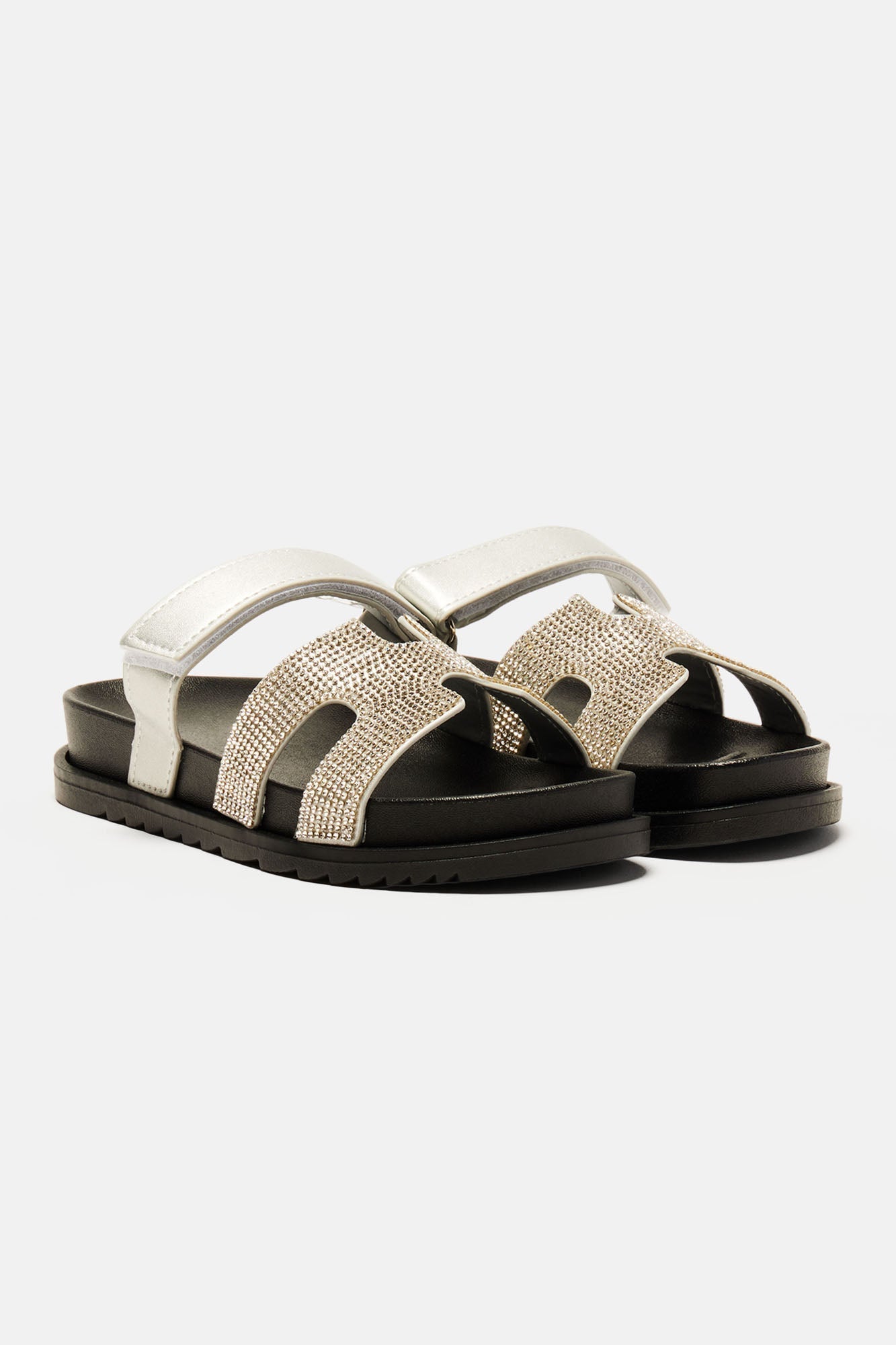As I Go Embellished Casual Slides - Silver