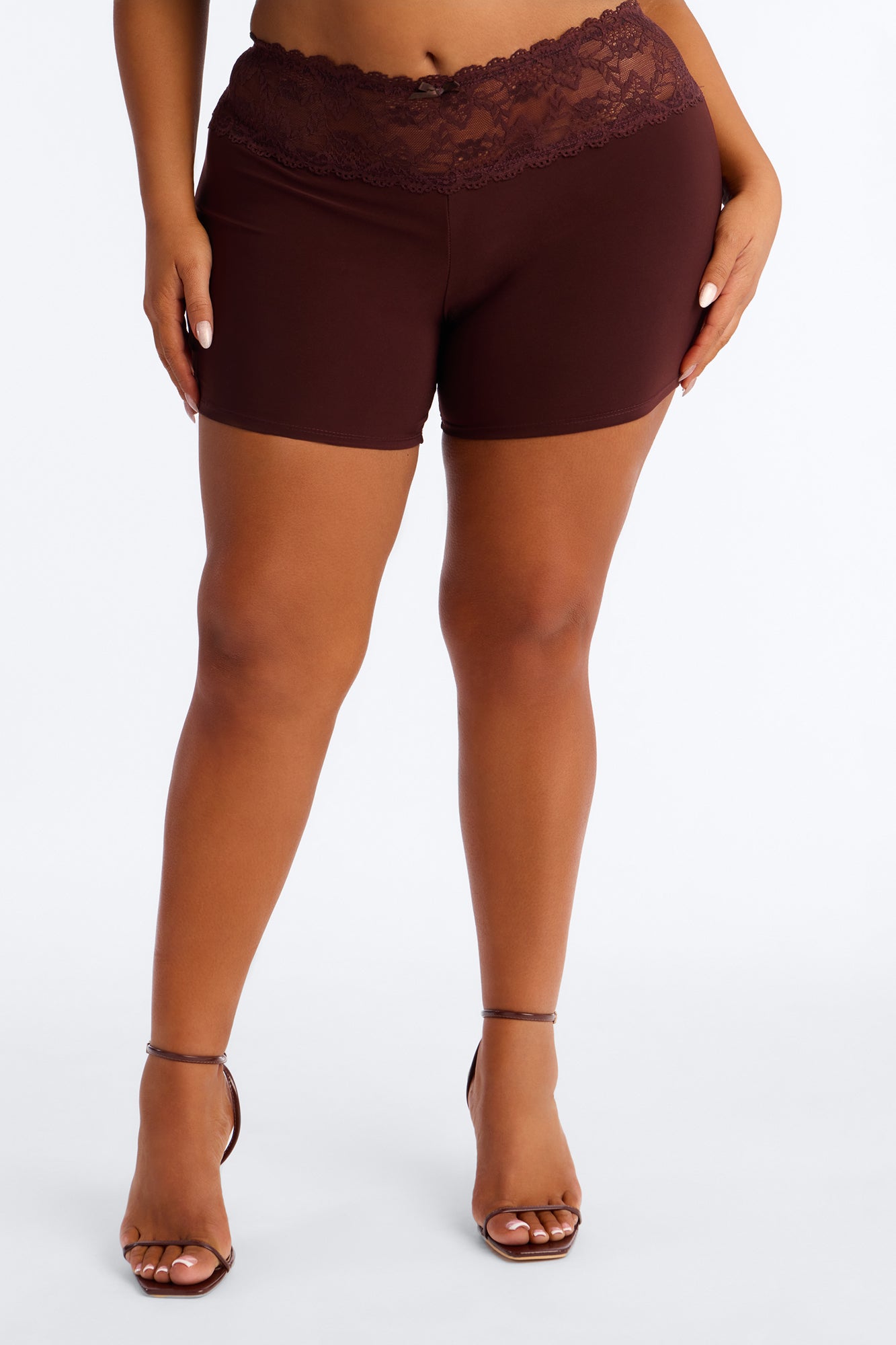 Laced And Locked Low Rise Biker Short - Chocolate