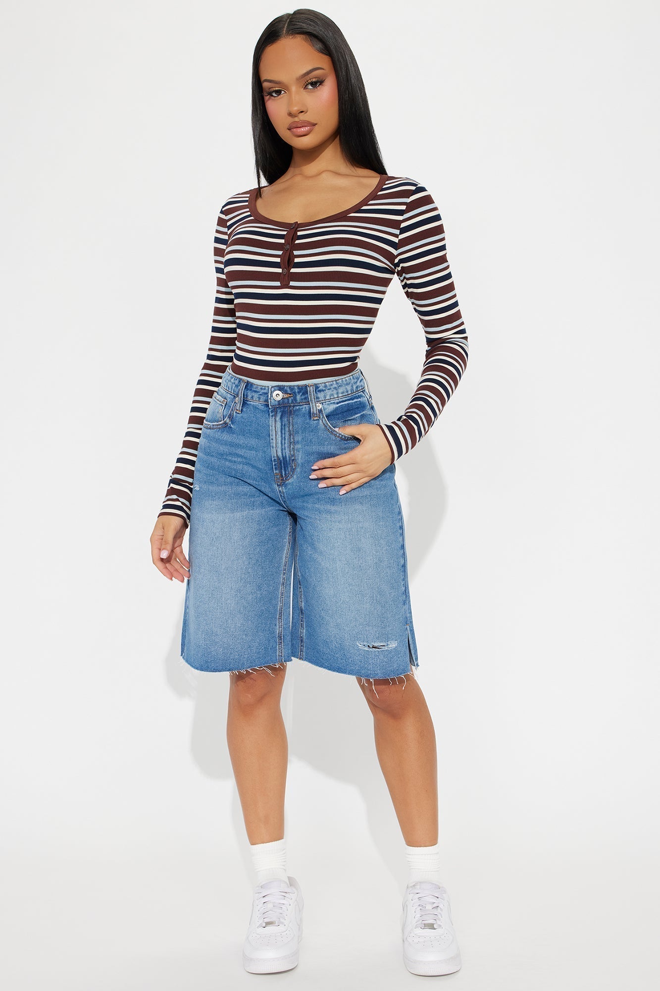 Deliah Baggy Denim Jorts - Medium Wash