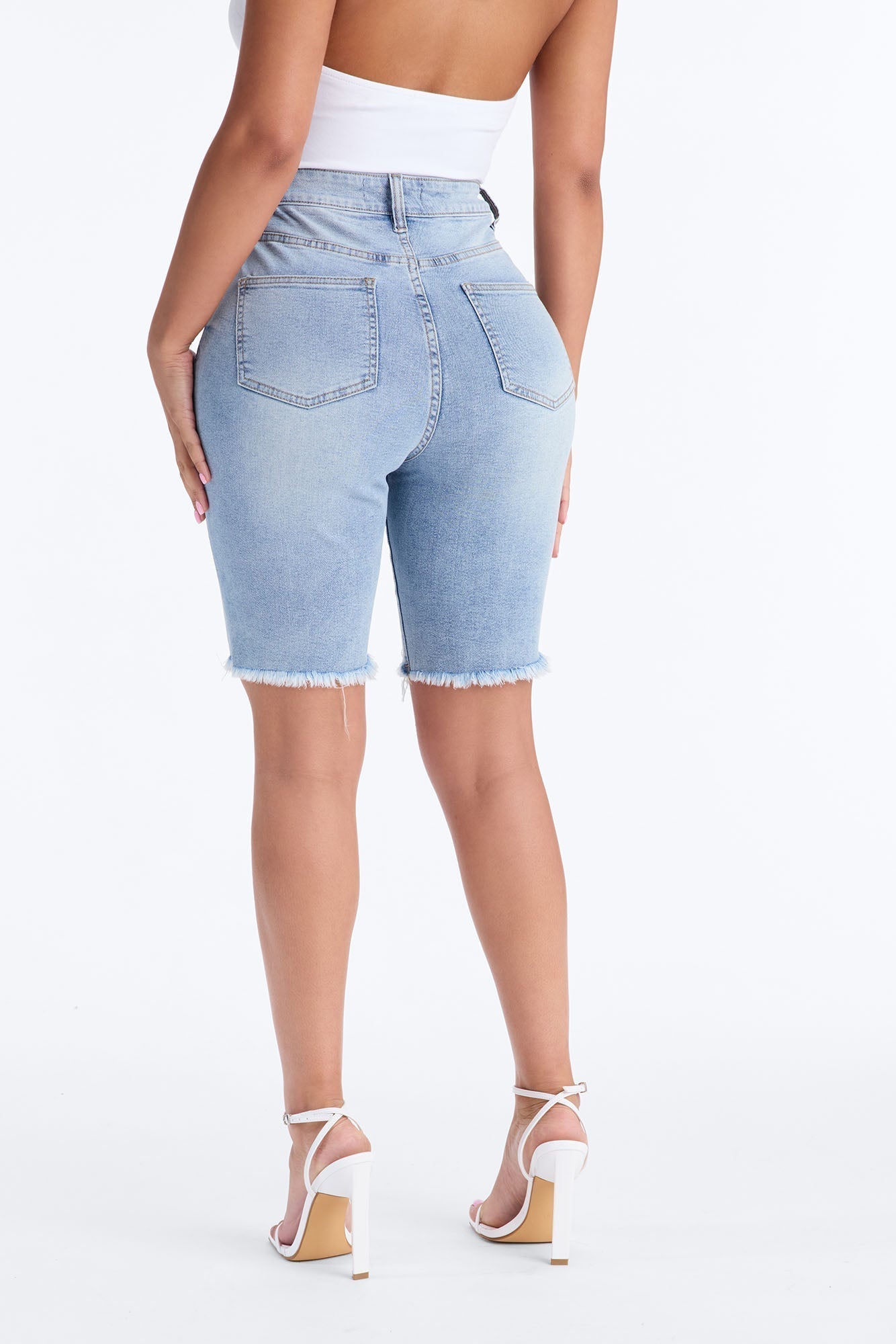 Long Weekend Stretch Bermuda Denim Shorts - Light Wash