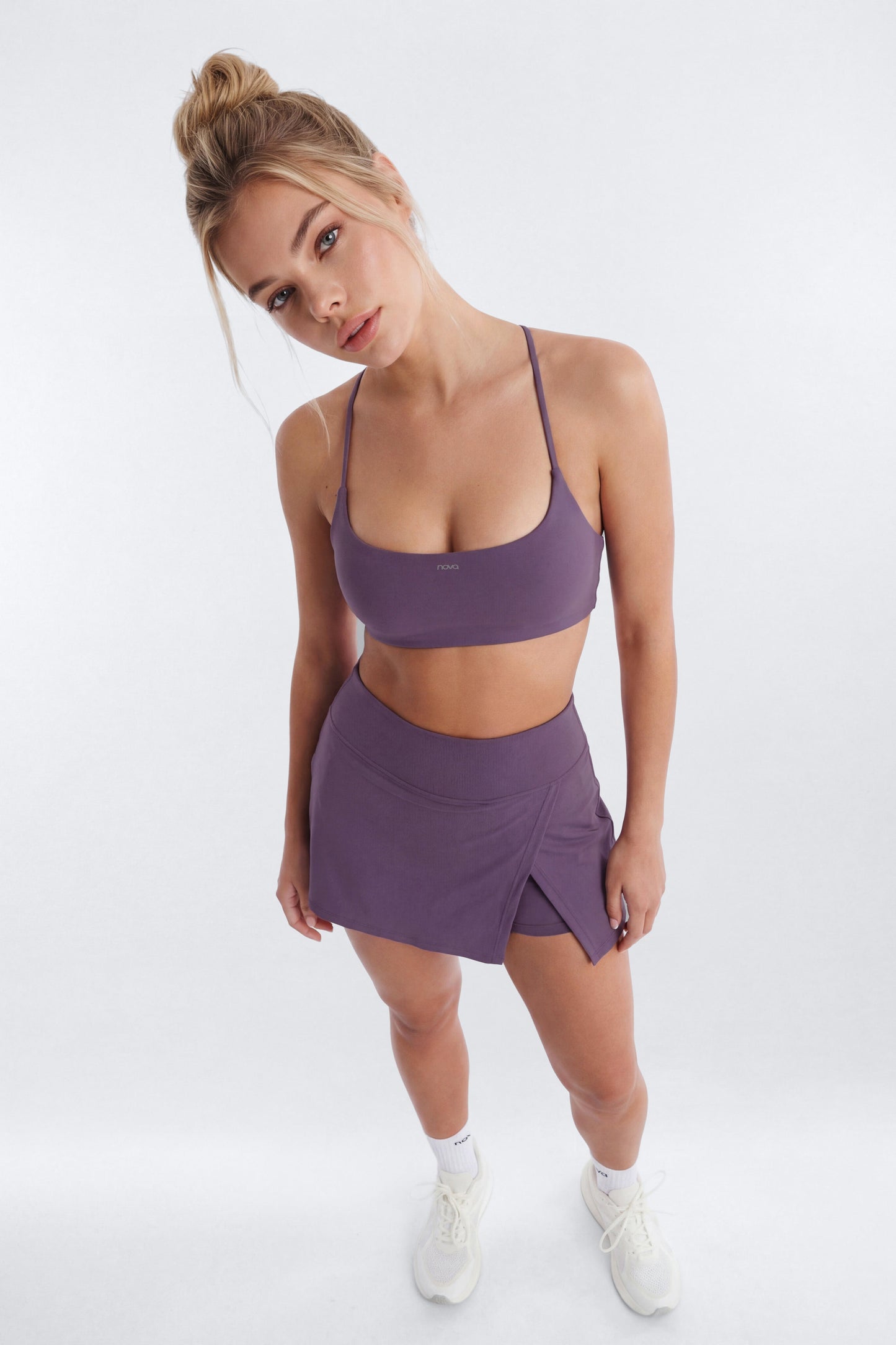 CloudForm™ Front Wrap Sports Mini Skort - Iris