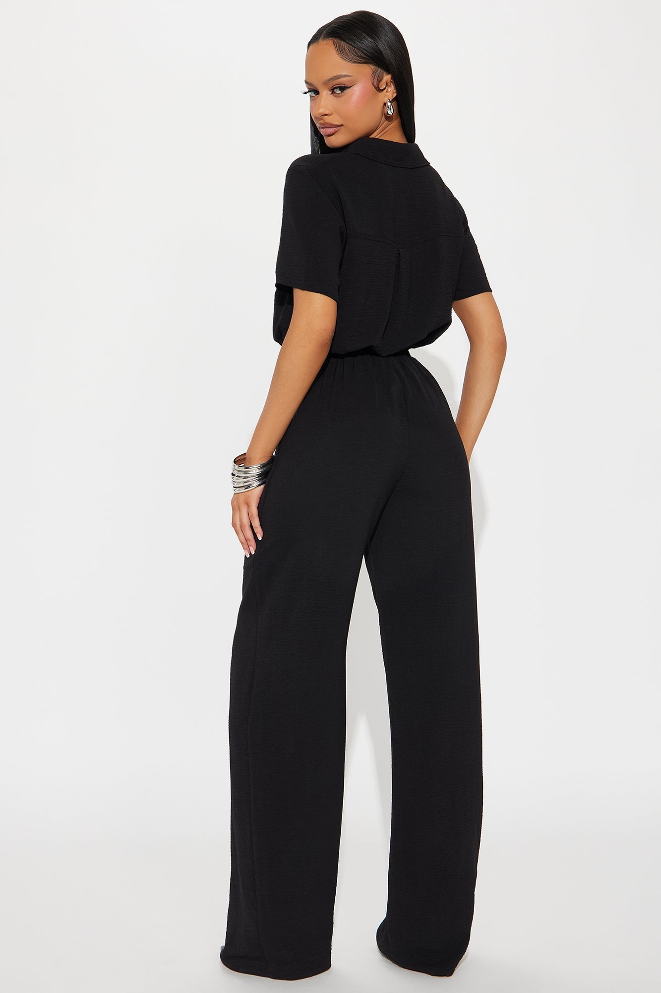 Makenzie Short Sleeve Jumpsuit - Black