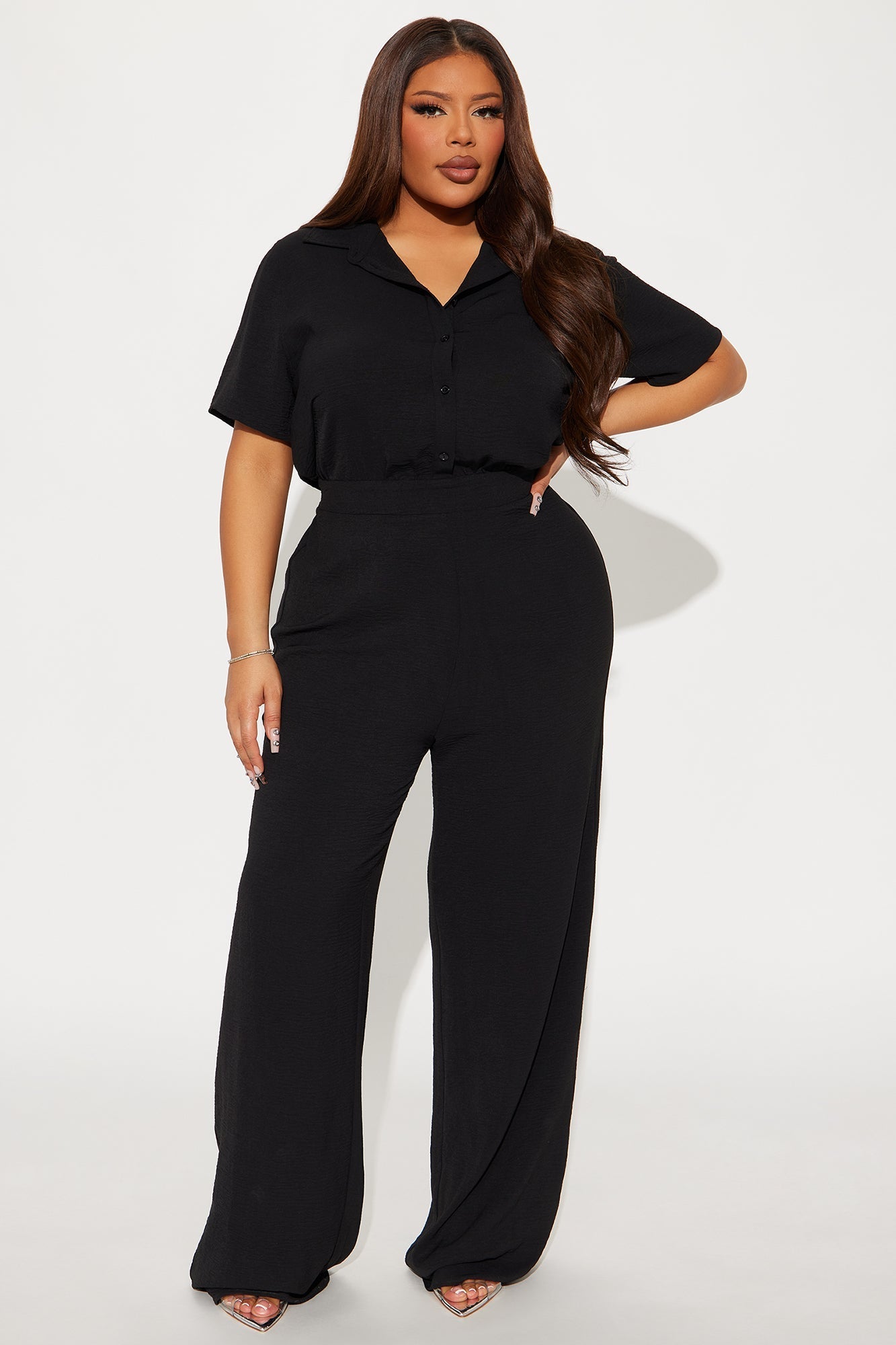 Makenzie Short Sleeve Jumpsuit - Black