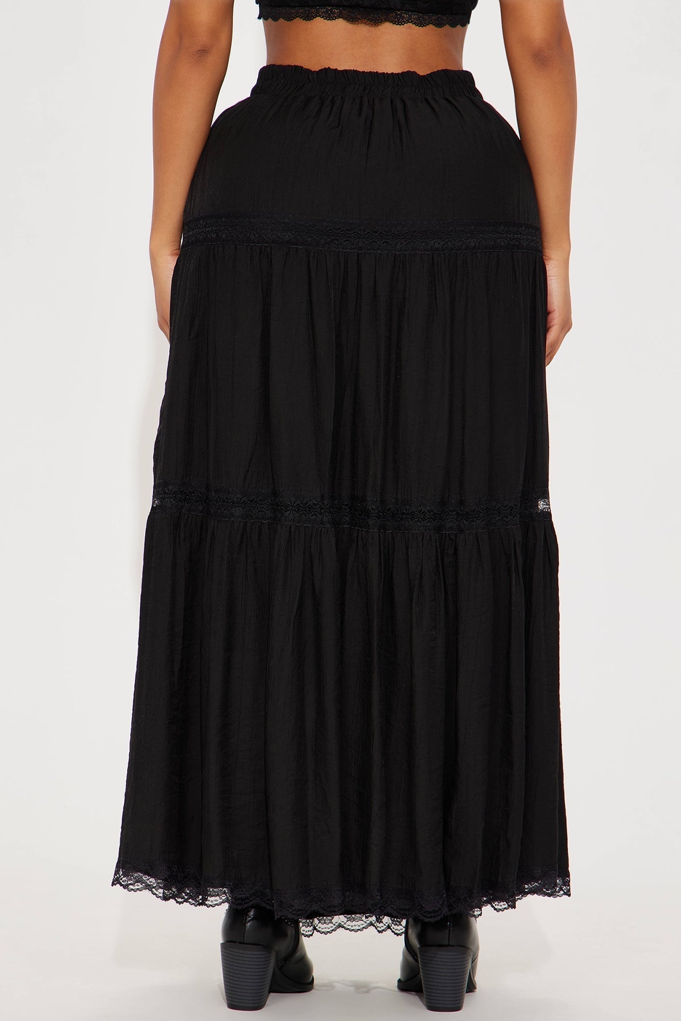 Natalia Tiered Gauze Maxi Skirt - Black