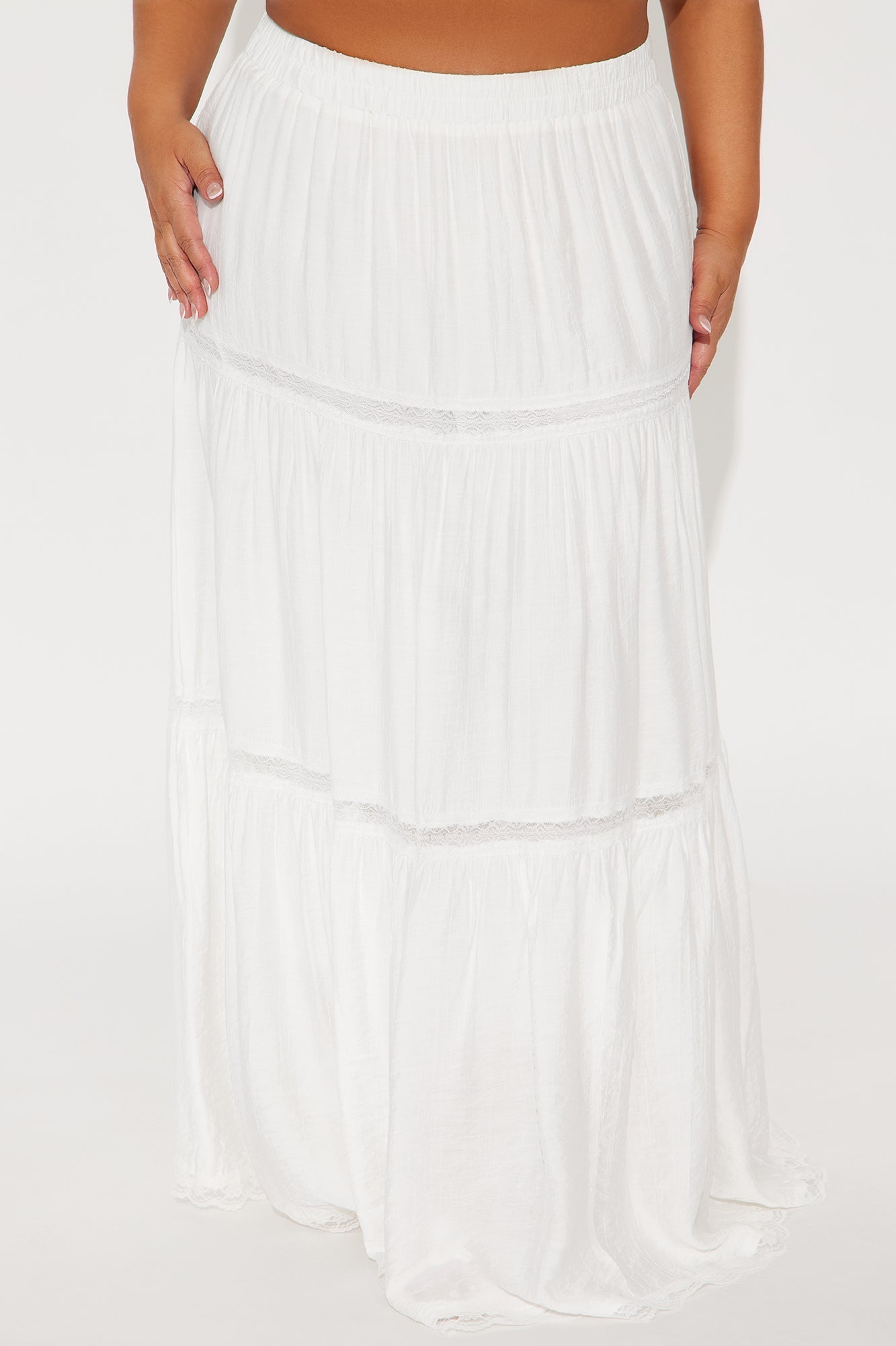 Natalia Tiered Gauze Maxi Skirt - White