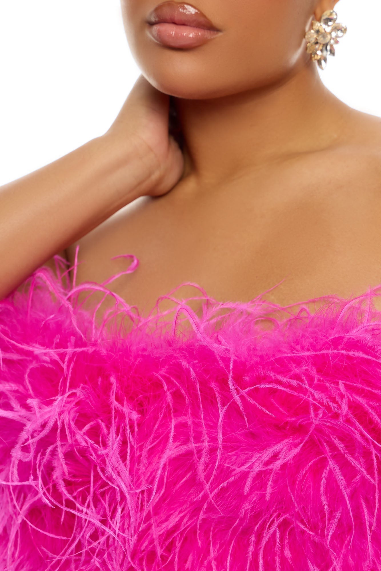 Asalia Feathered Top - Hot Pink