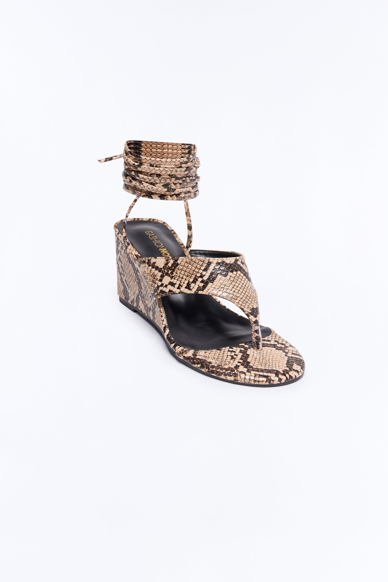 Alexia Thong Wrap Up Wedges - Brown/combo