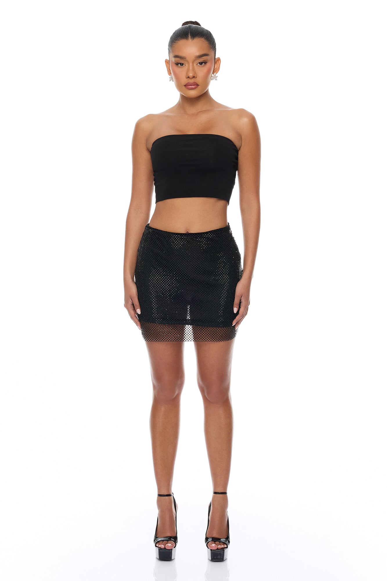 Crystal Crush Rhinestone Mini Skirt - Black