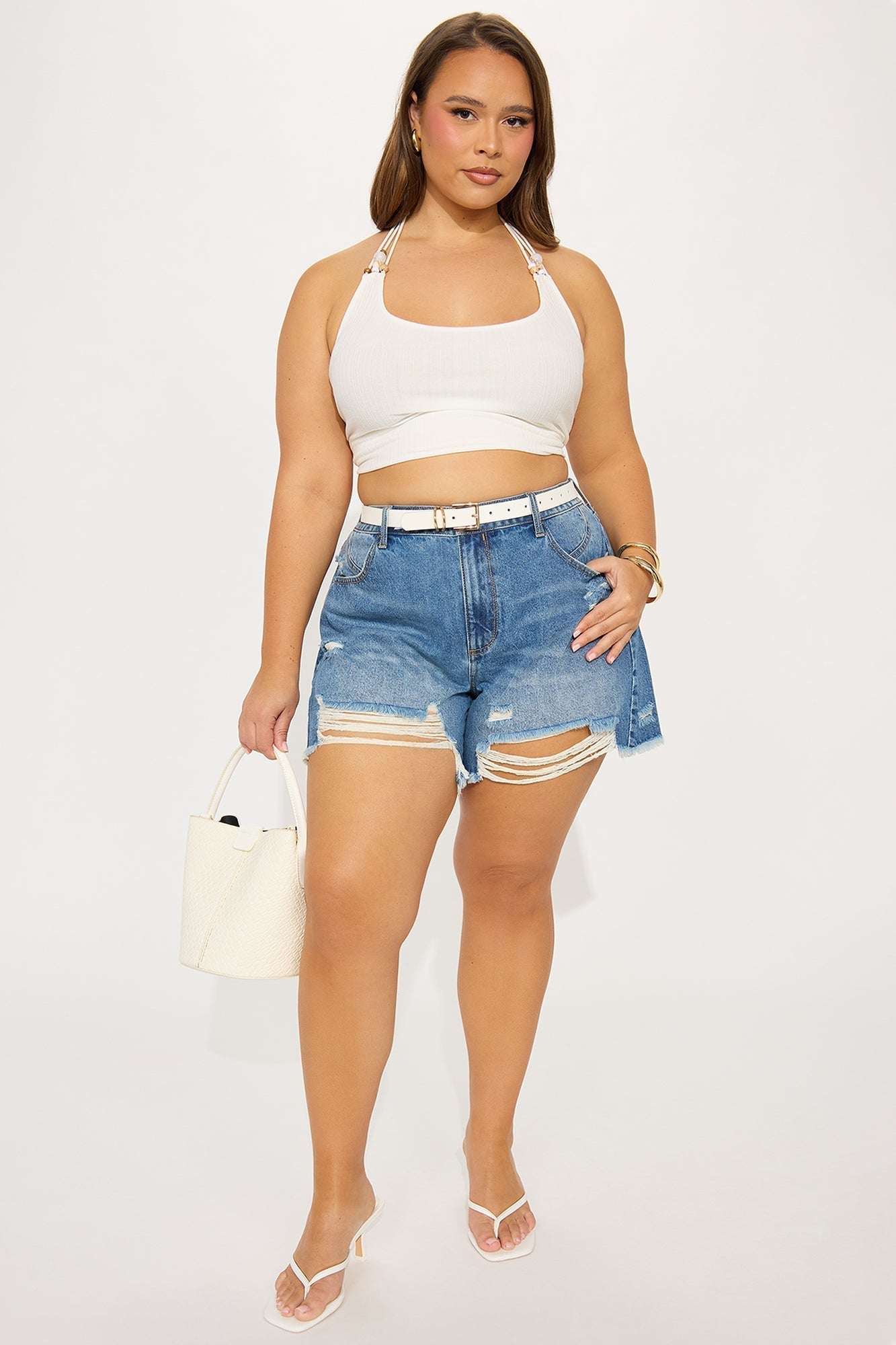 Cant Resist Ripped Denim Shorts - Dark Wash