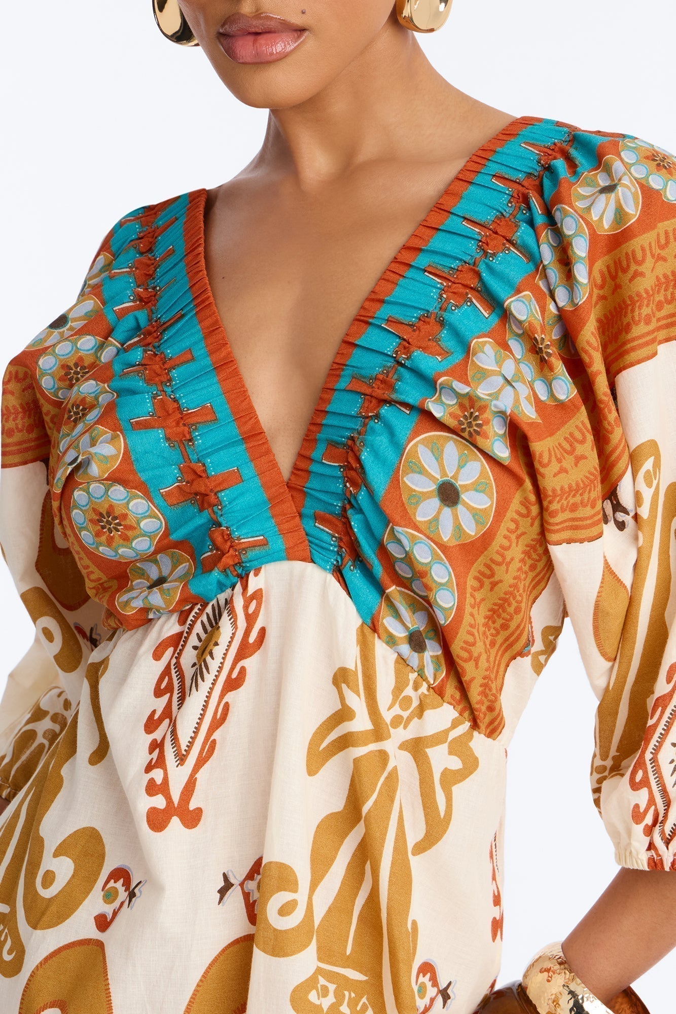 Kayla Printed Maxi Dress - Ivory/combo
