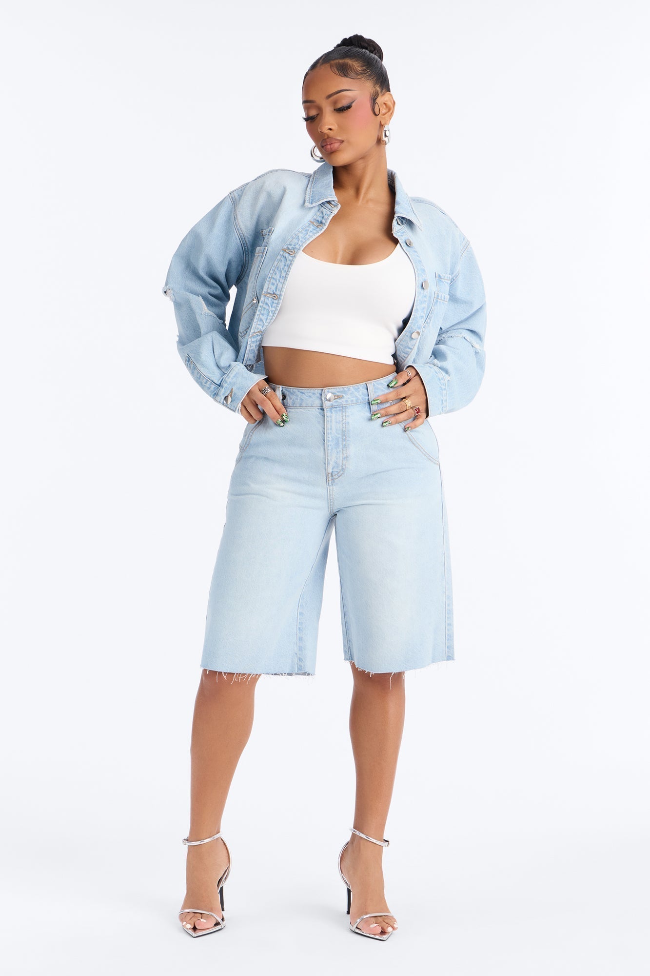 Clean Break Non Stretch Denim Jorts - Light Wash