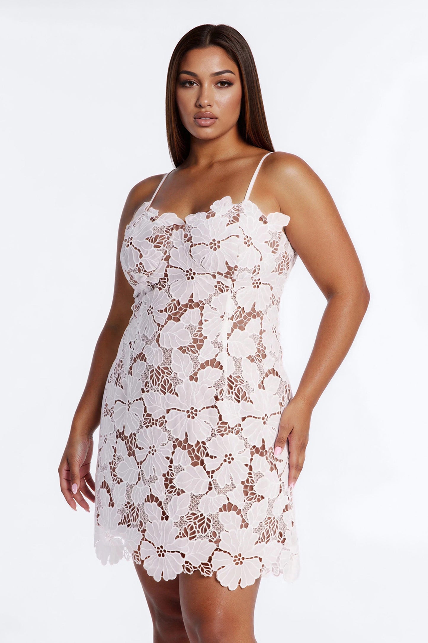 Elsie Lace Mini Dress - White
