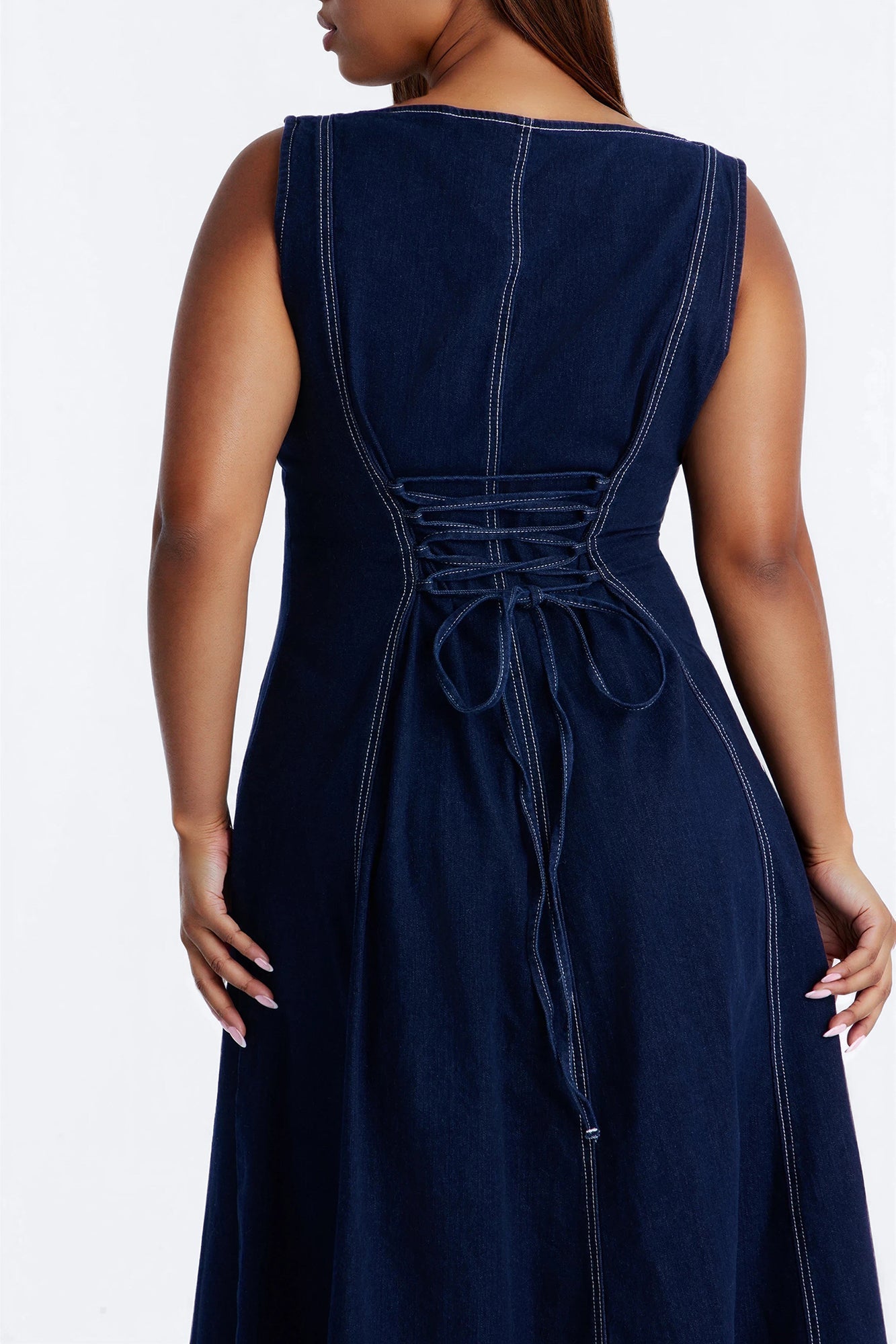Maelyn Denim Midi Dress - Dark Wash