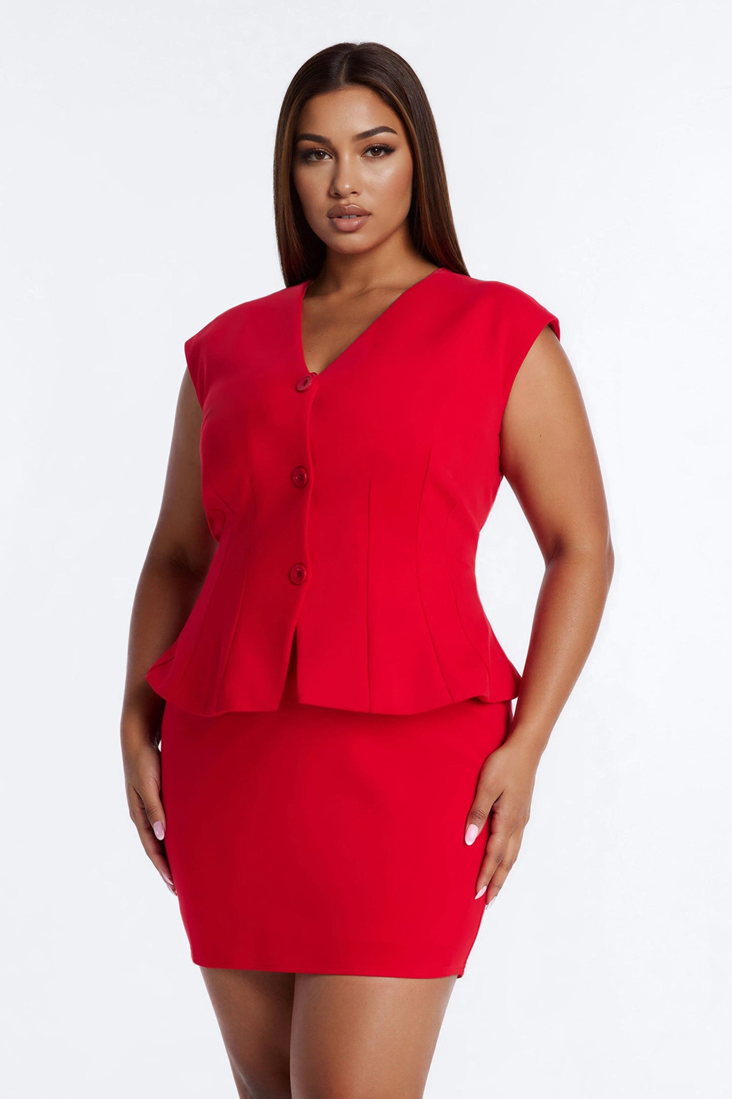 In My Bag Pleated Scuba Mini Dress - Red