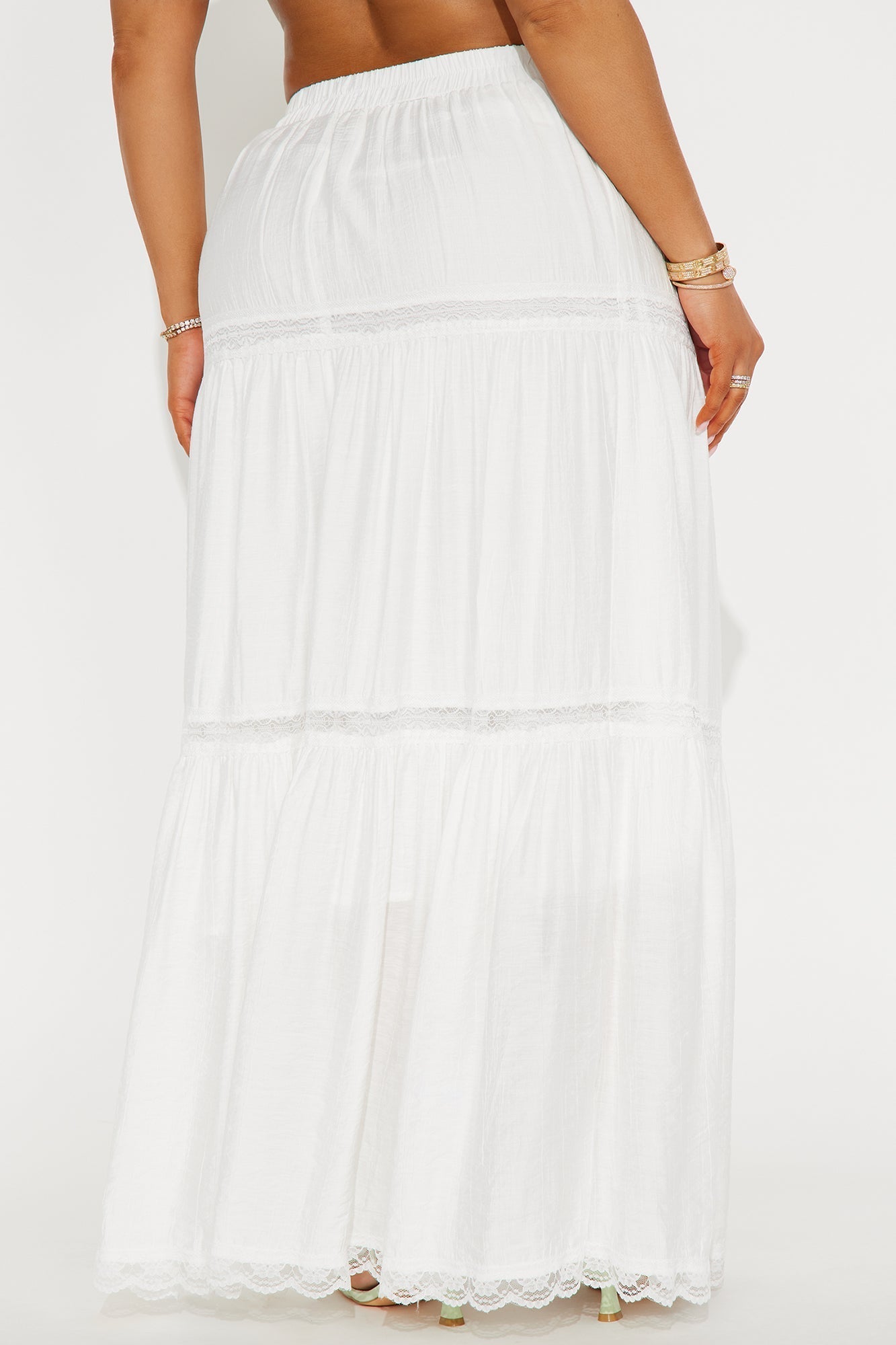 Natalia Tiered Gauze Maxi Skirt - White
