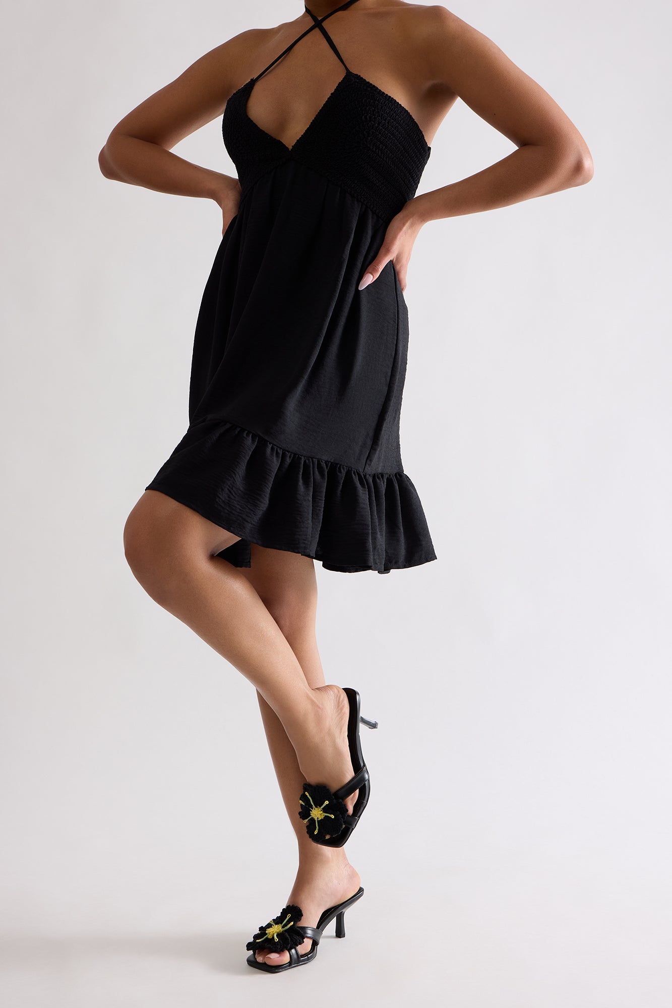 Aquarius Crochet Mules - Black