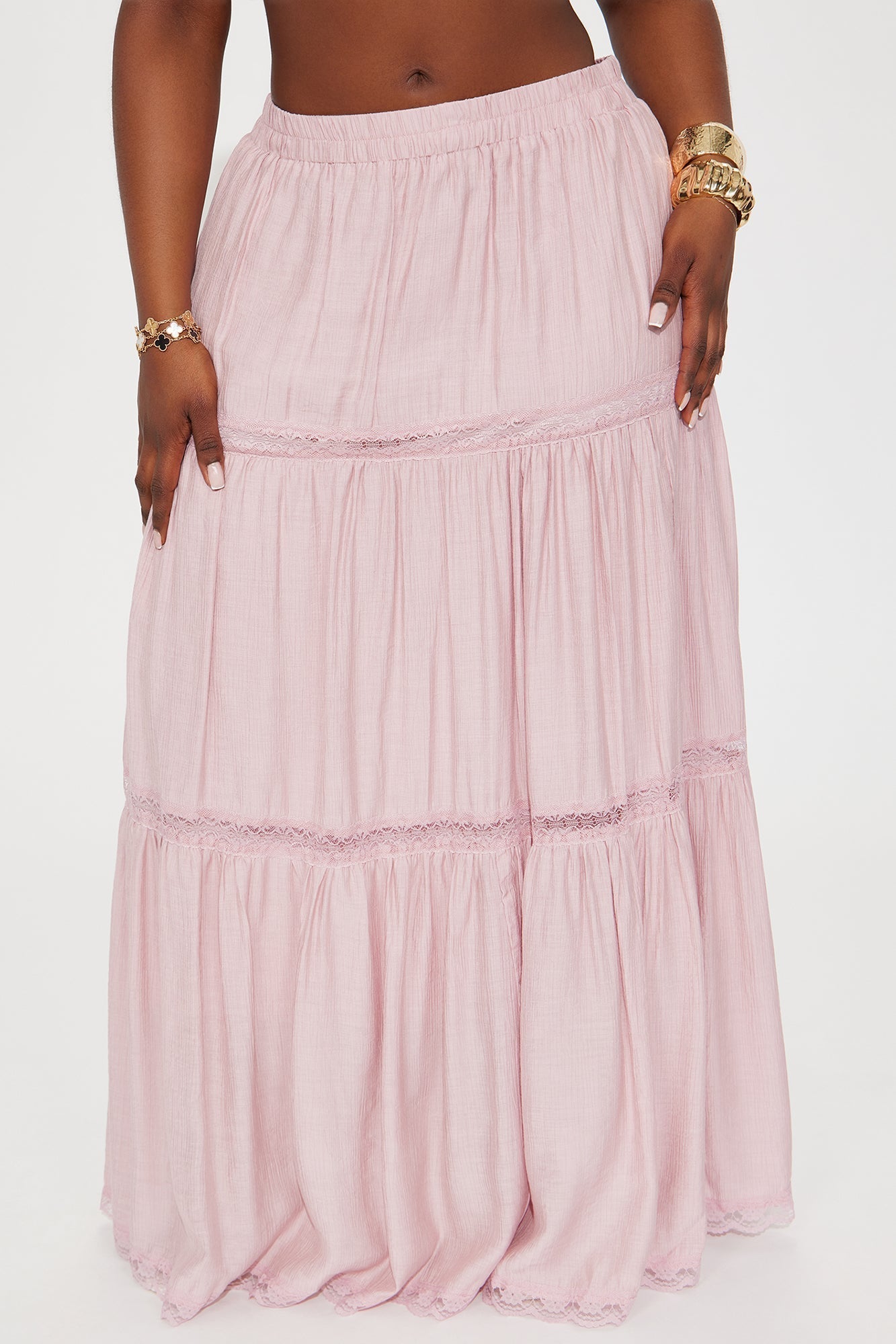 Natalia Tiered Gauze Maxi Skirt - Pink