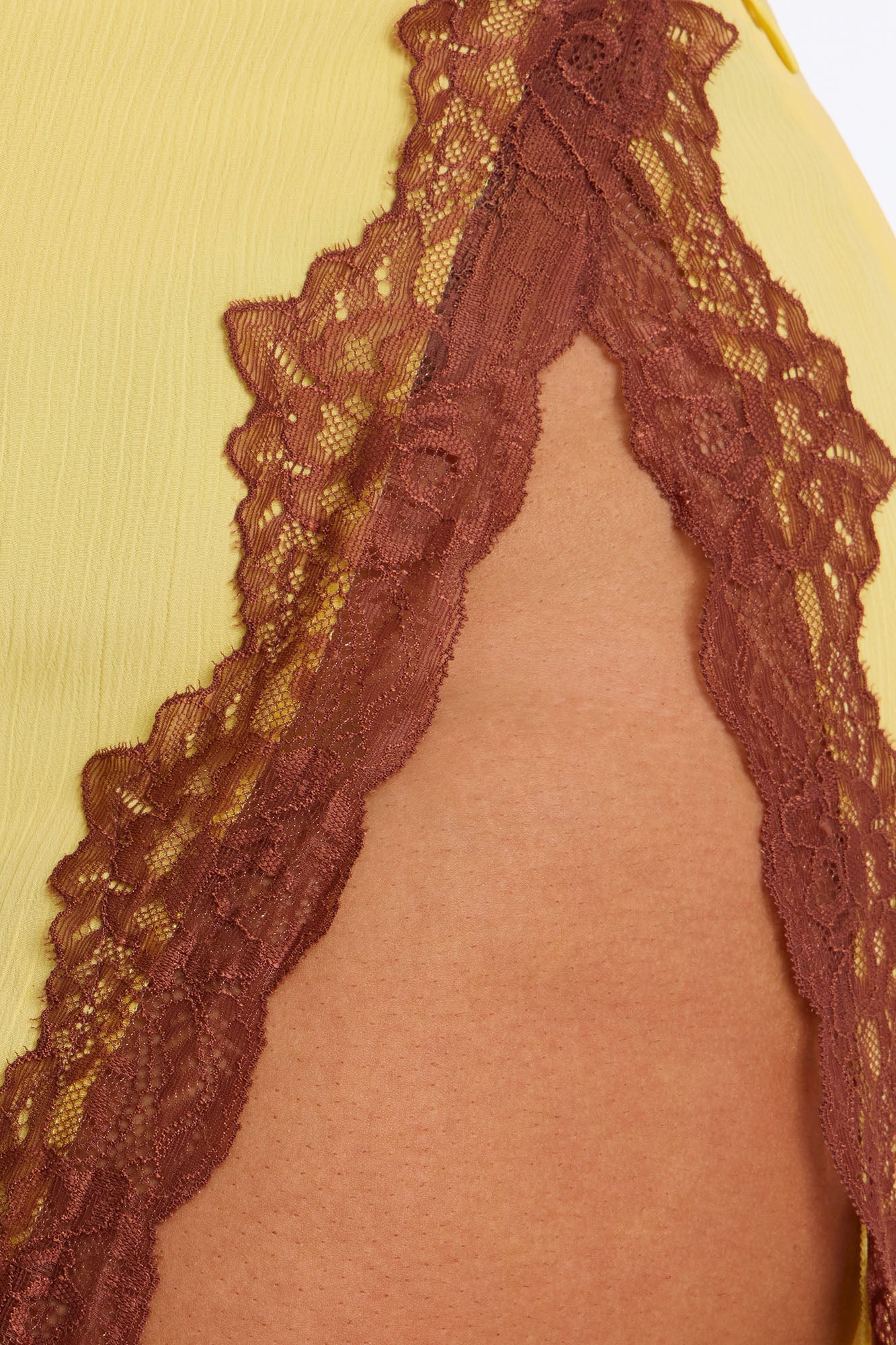 Love Like Mine Lace Trim Mini Skirt - Yellow/combo