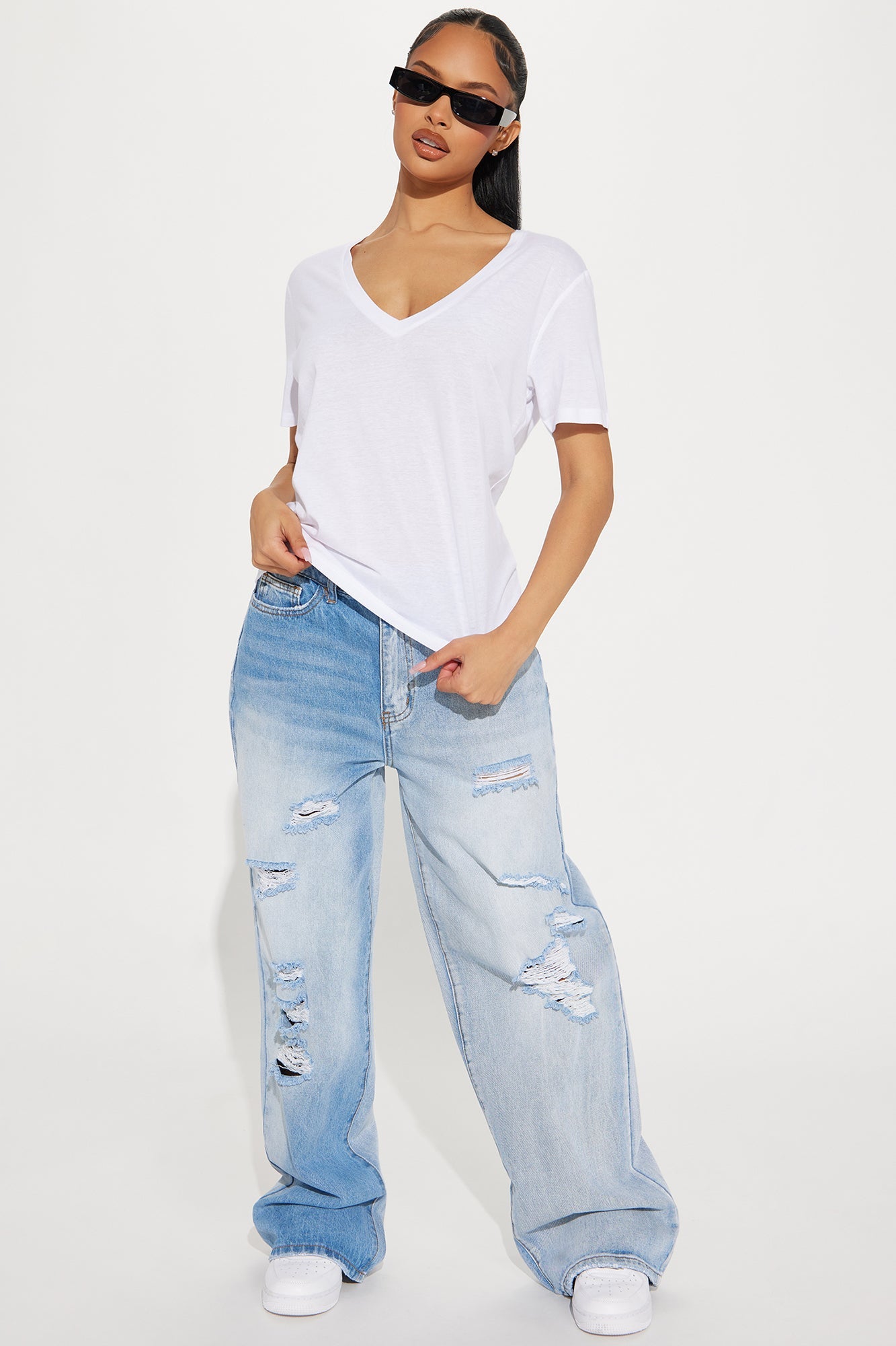 Ava V-Neck Tee - White