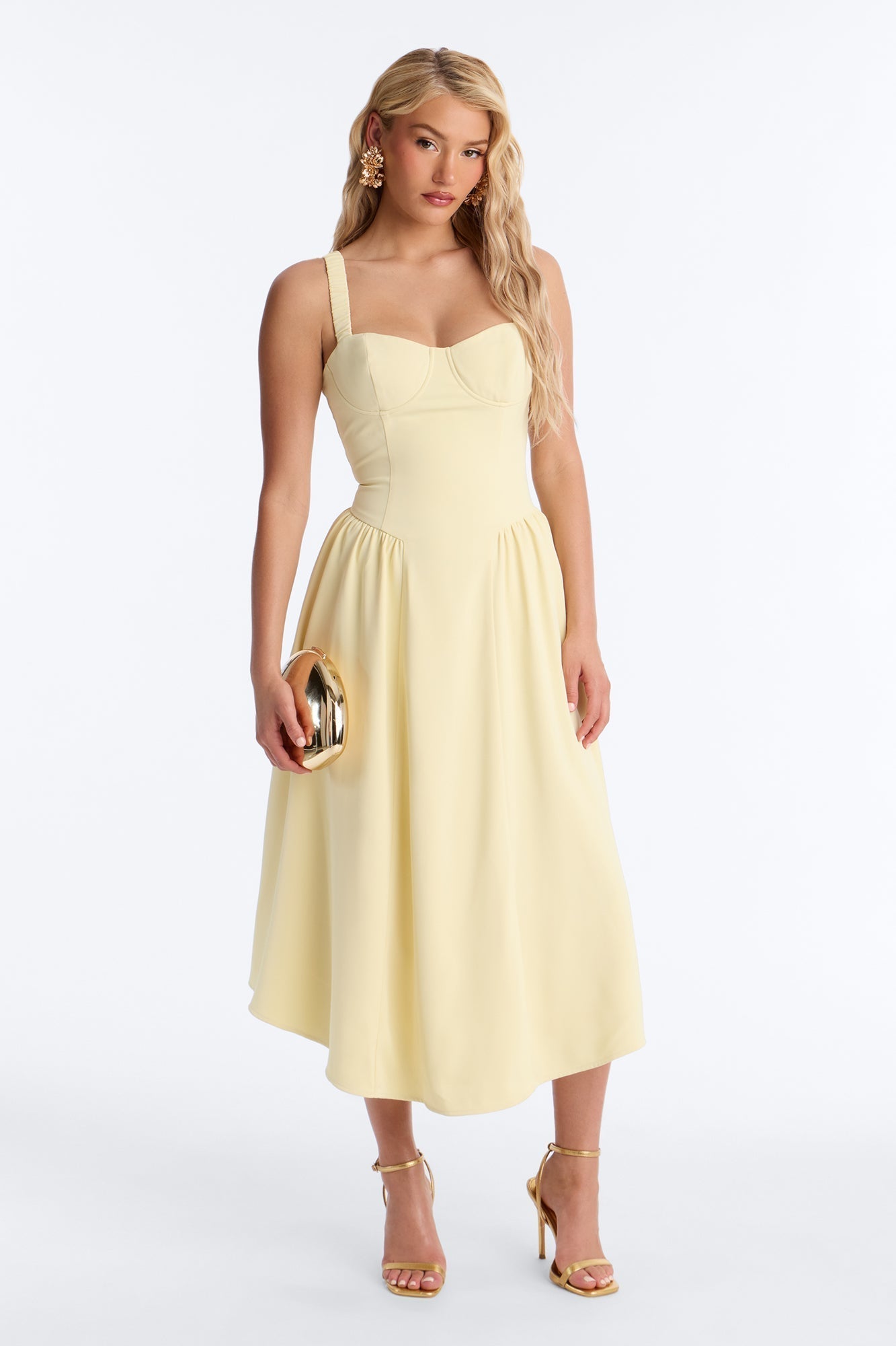 Sheri Crepe Midi Dress - Yellow