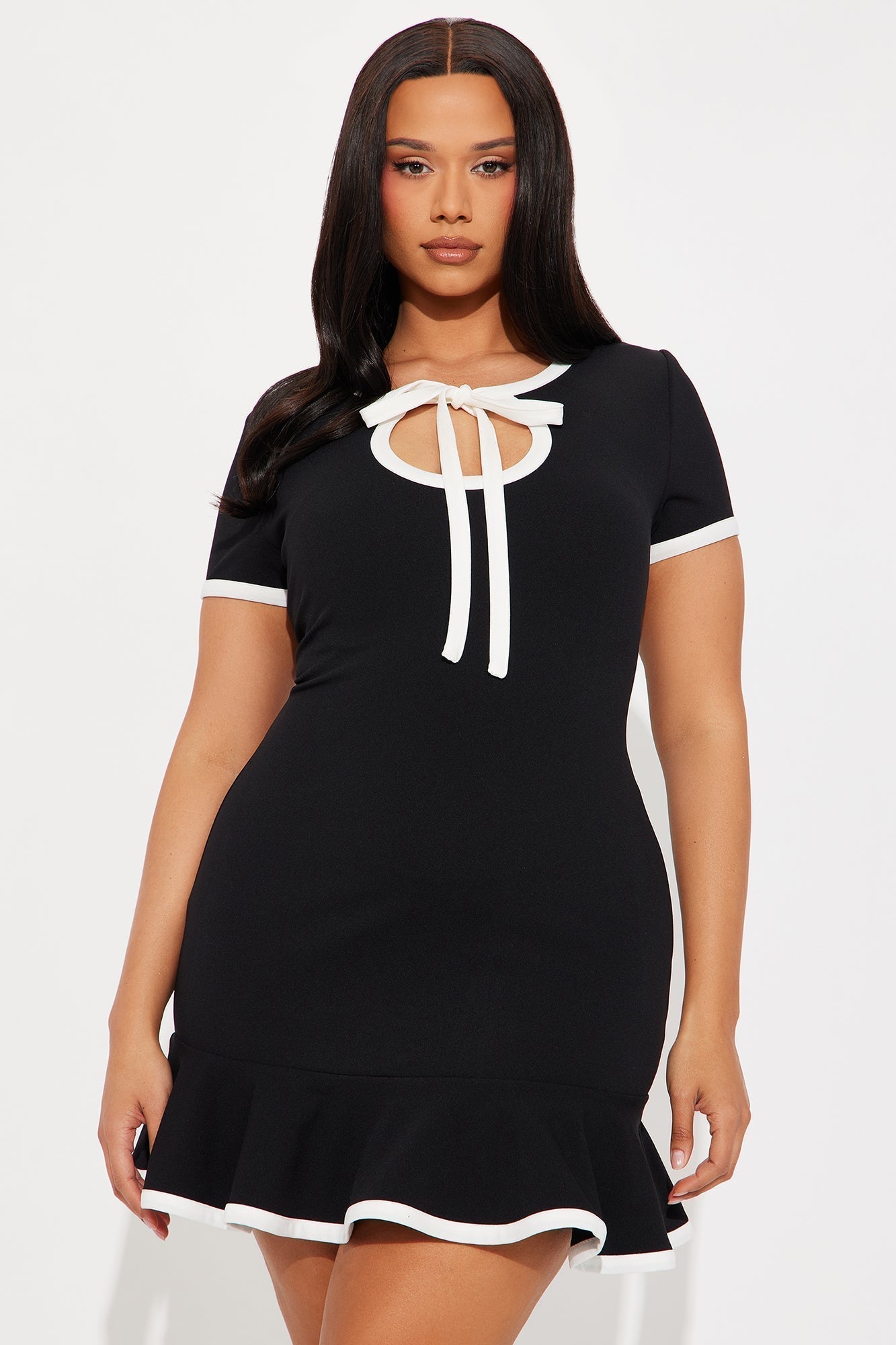 Set The Bar Short Sleeve Mini Dress - Black