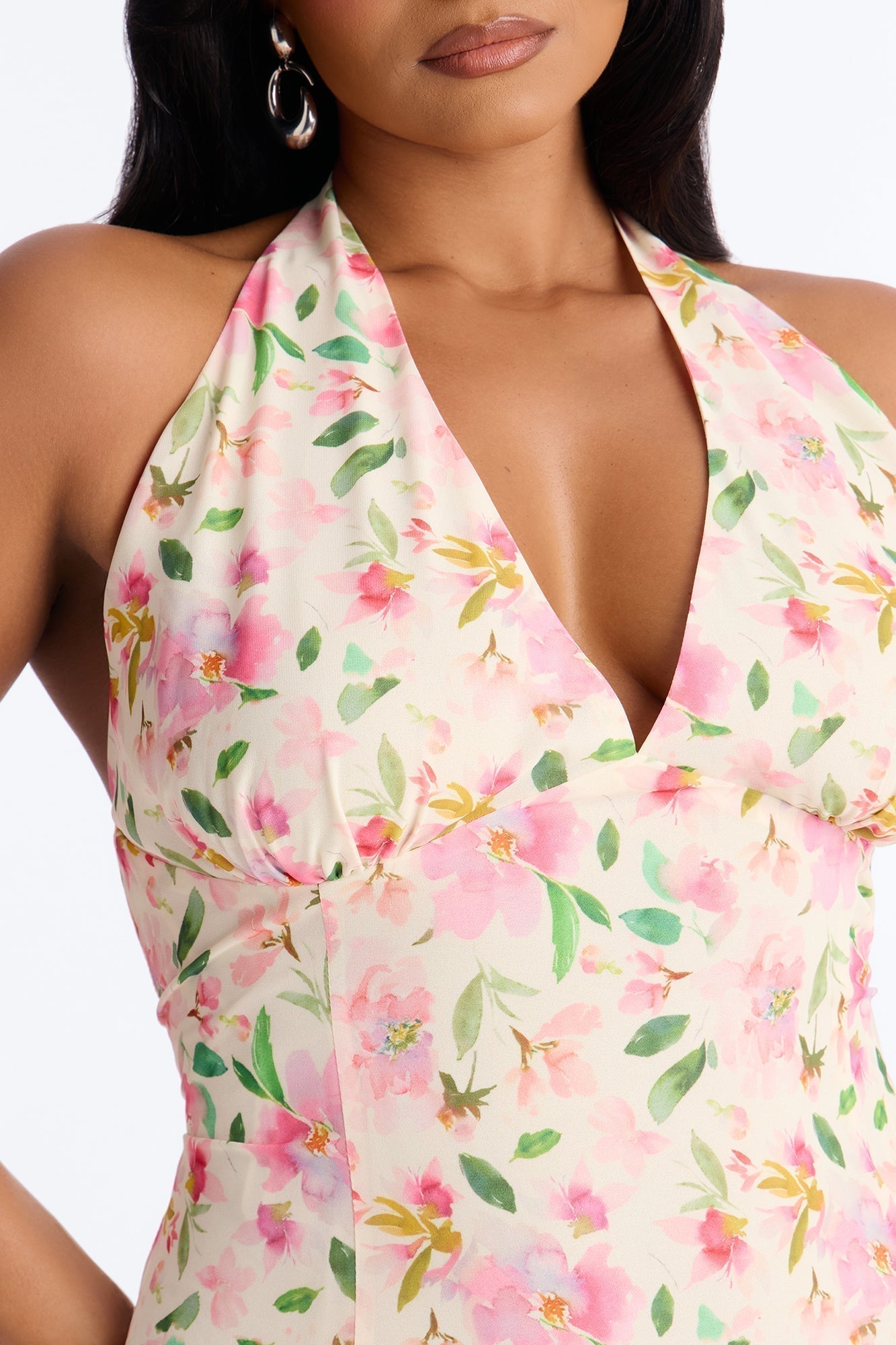 Christie Floral Halter Mini Dress - Pink/combo