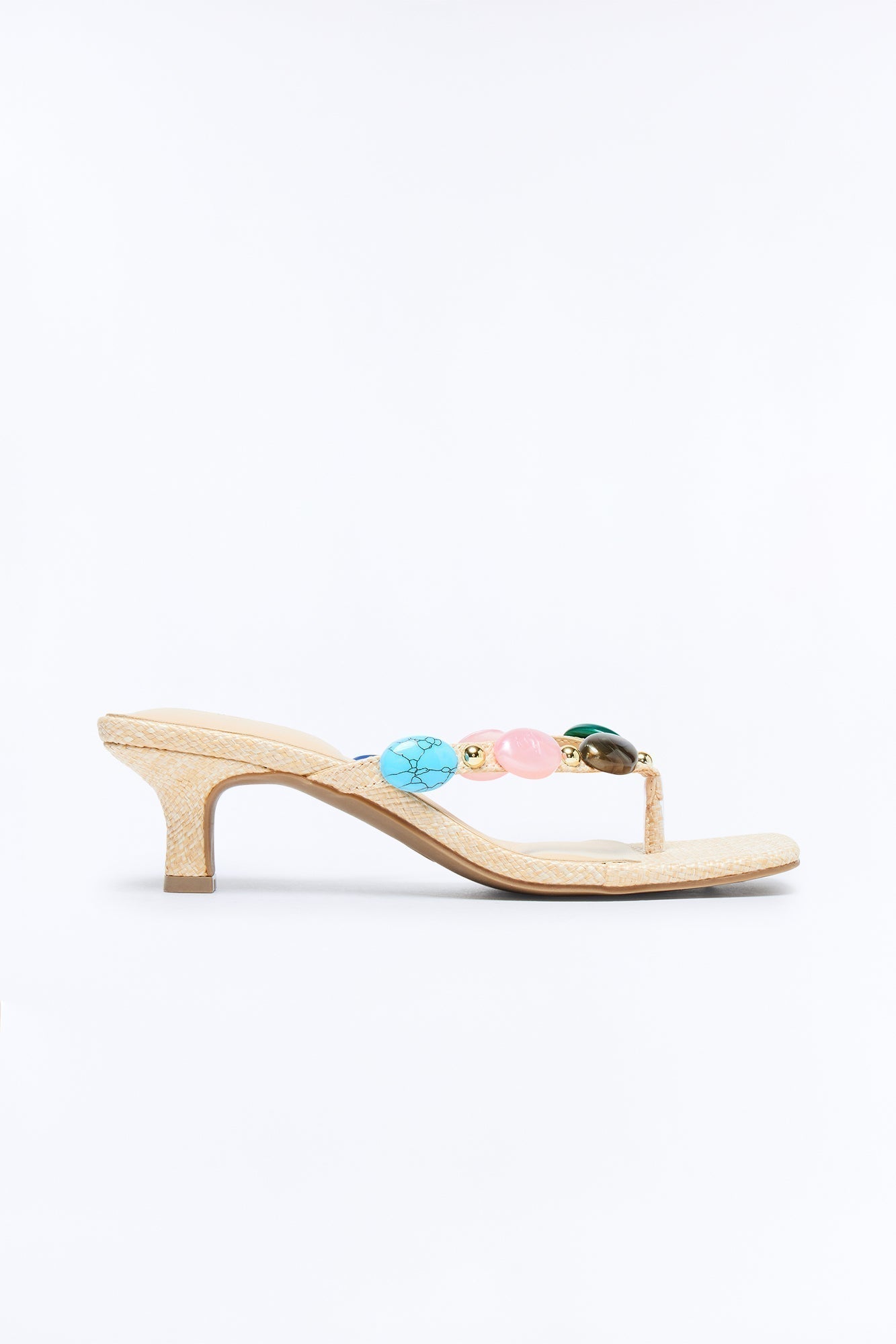 Abbie Stone Kitten Heels - Natural