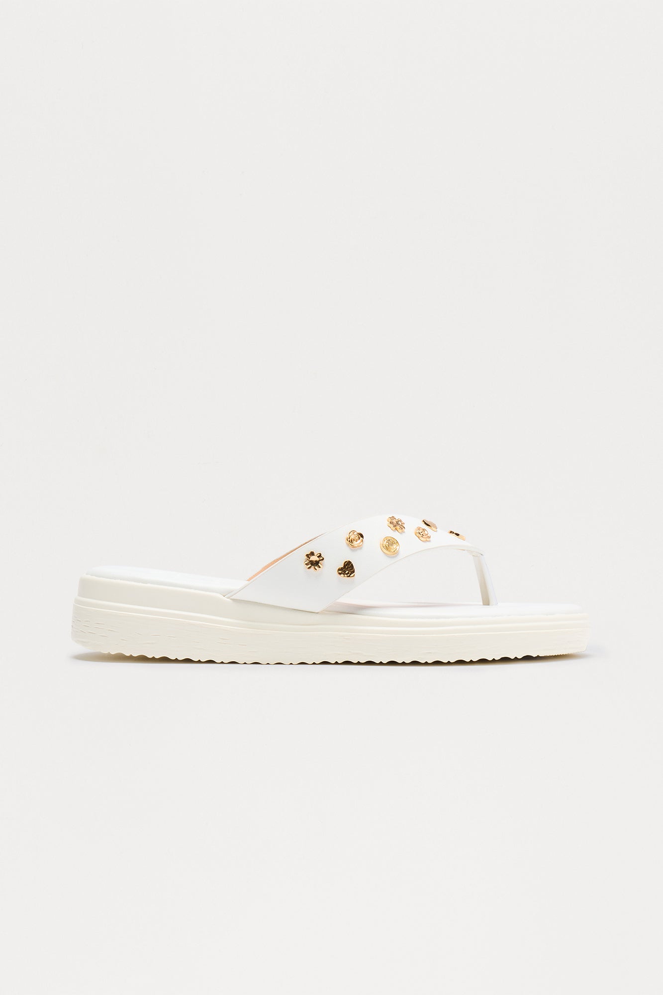 Amina Studded Flip Flop - White
