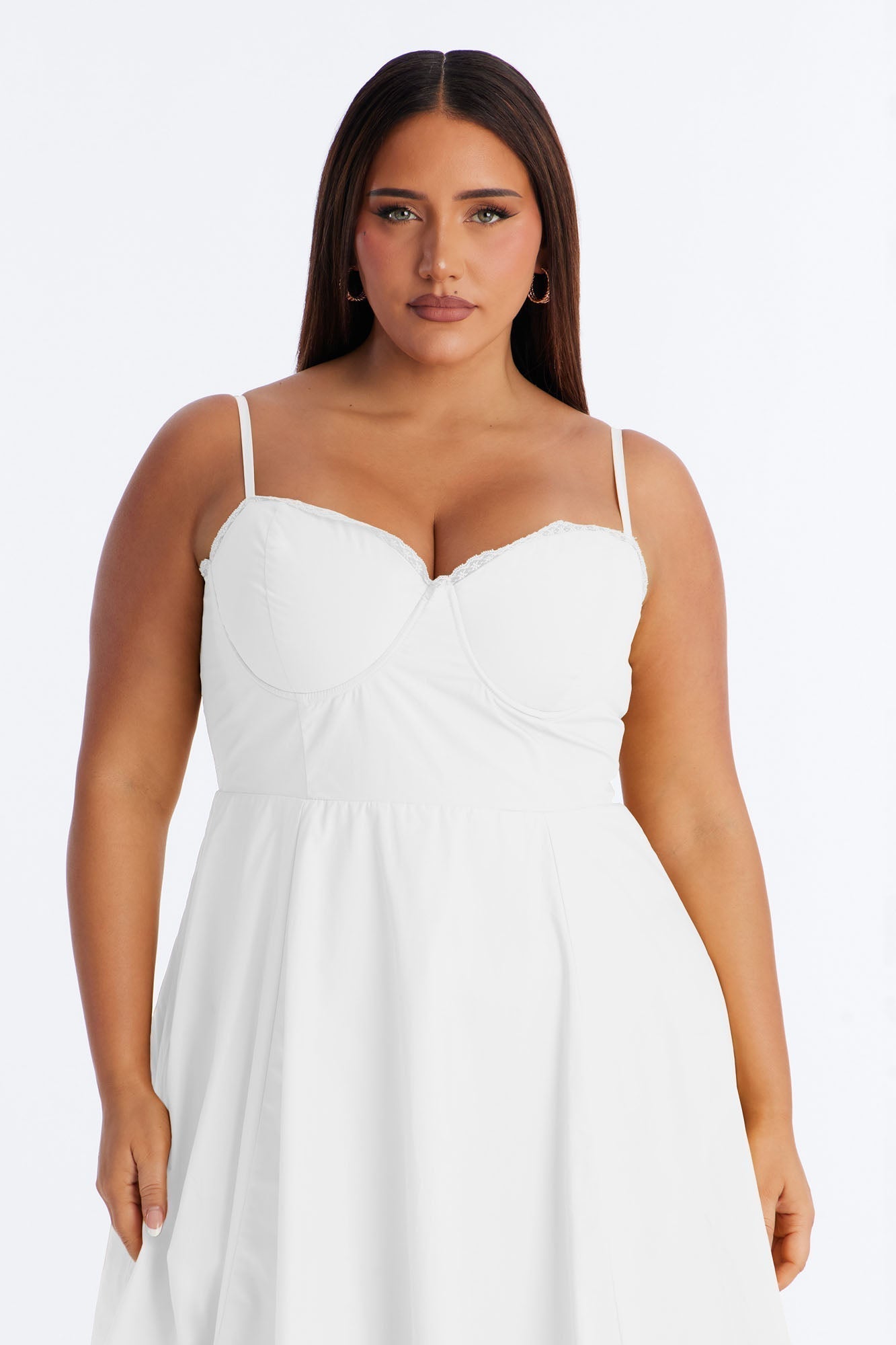 Daya Corset Poplin Midi Dress - White