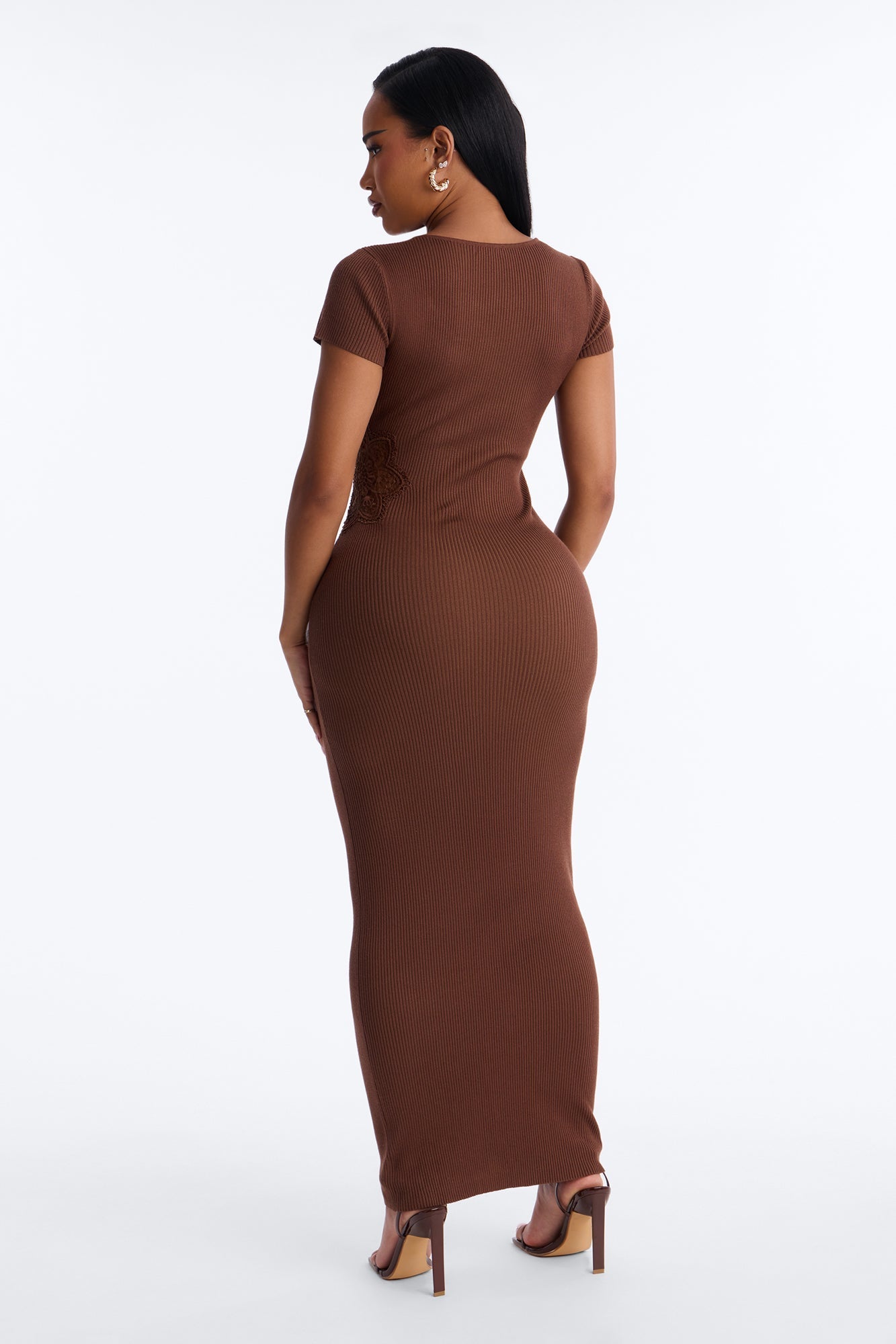 Zariah Ribbed Maxi Dress - Brown