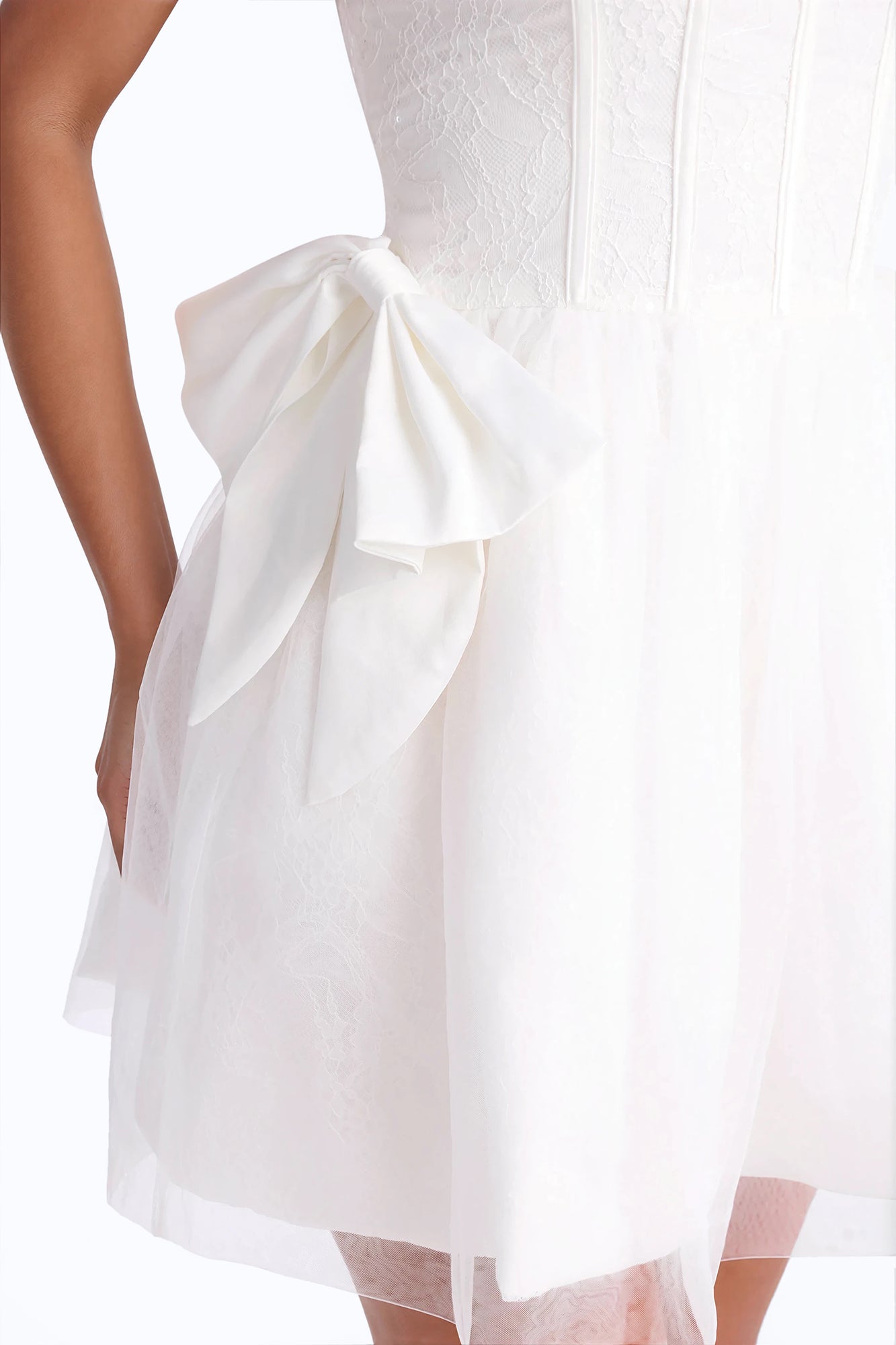Rayna Embellished Lace Mini Dress - White