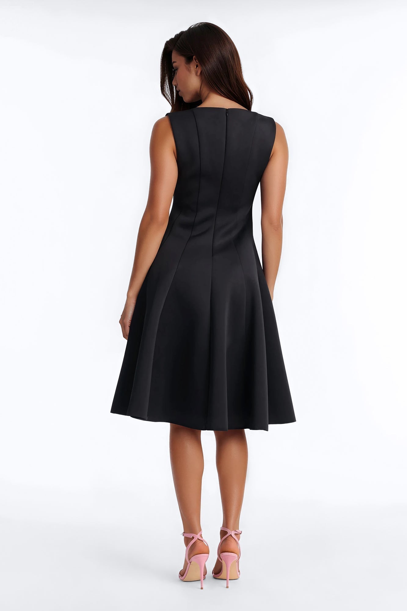 Petite Sweet Sunday Pleated Midi Dress - Black