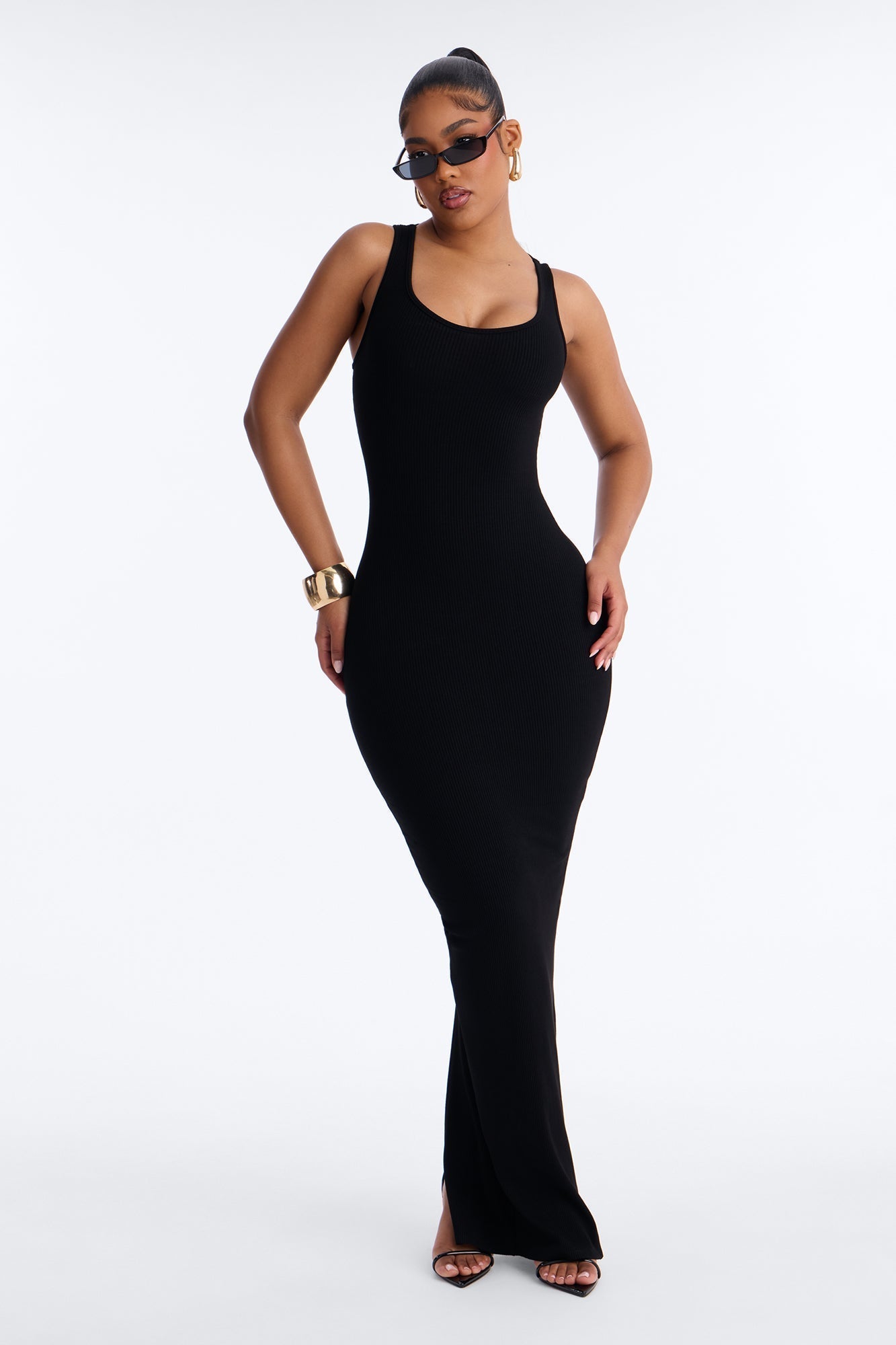 Clara Strappy Snatched Maxi Dress - Black