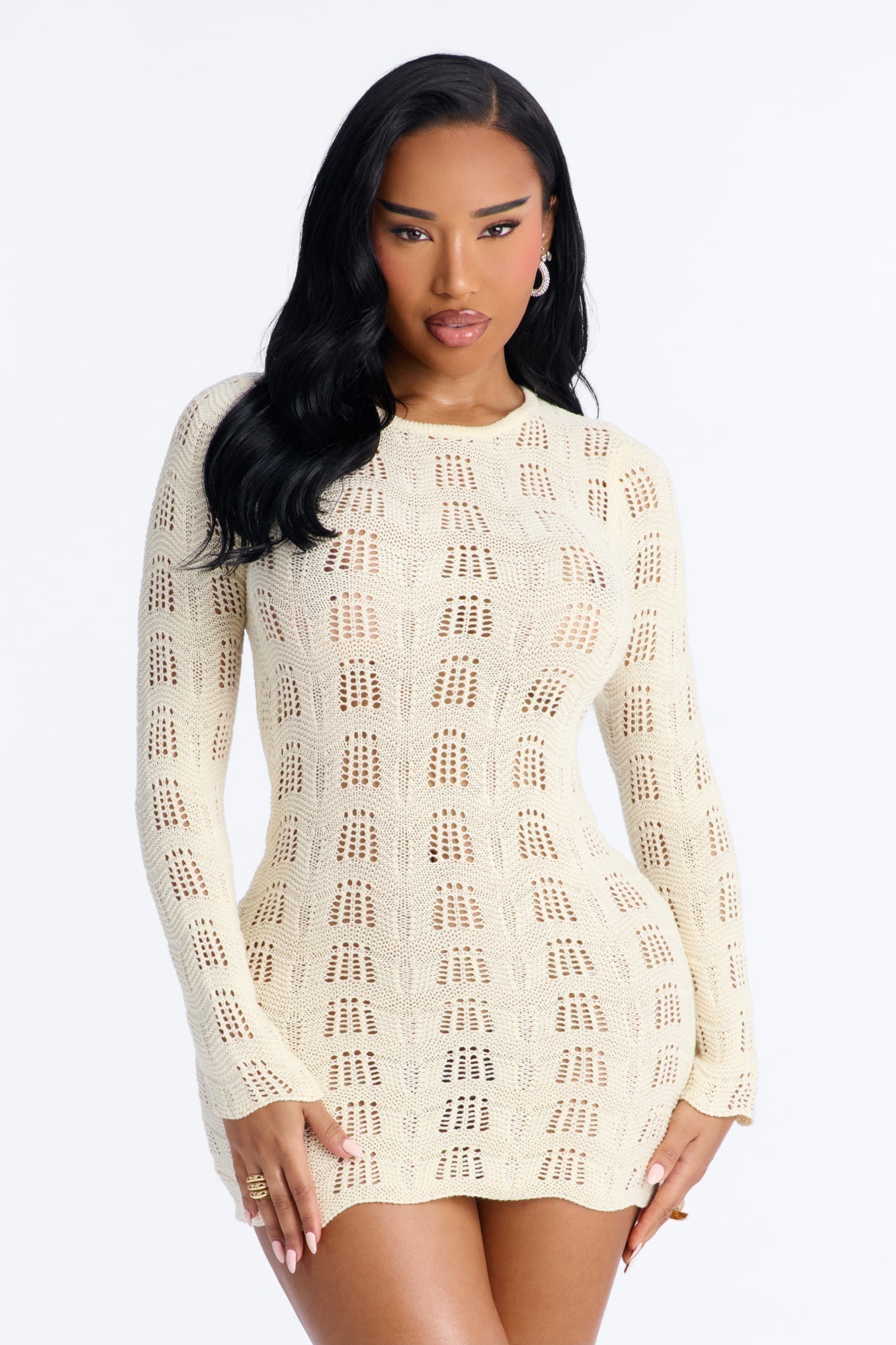 Caira Backless Crochet Mini Dress - Cream