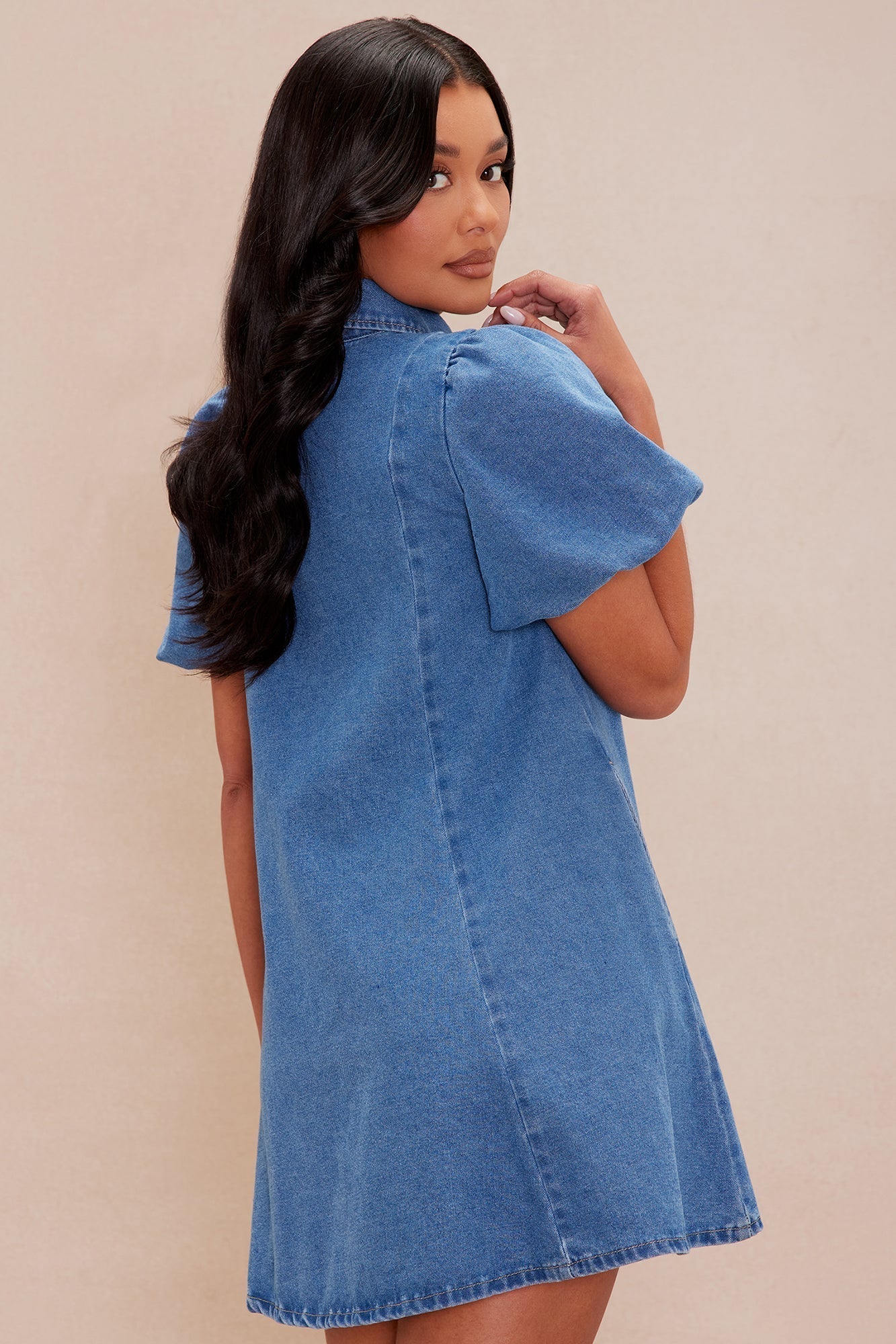 Maribella Denim Mini Dress - Medium Wash