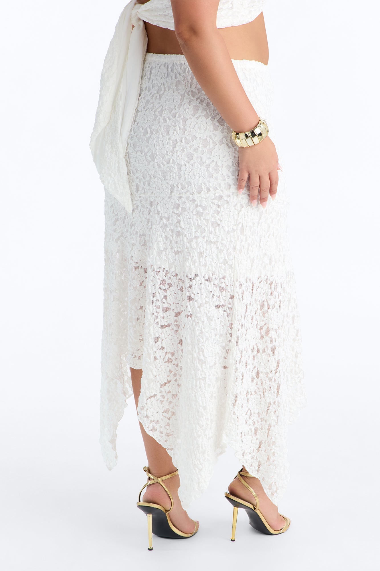 Summer Romance Asymmetrical Lace Maxi Skirt - Ivory