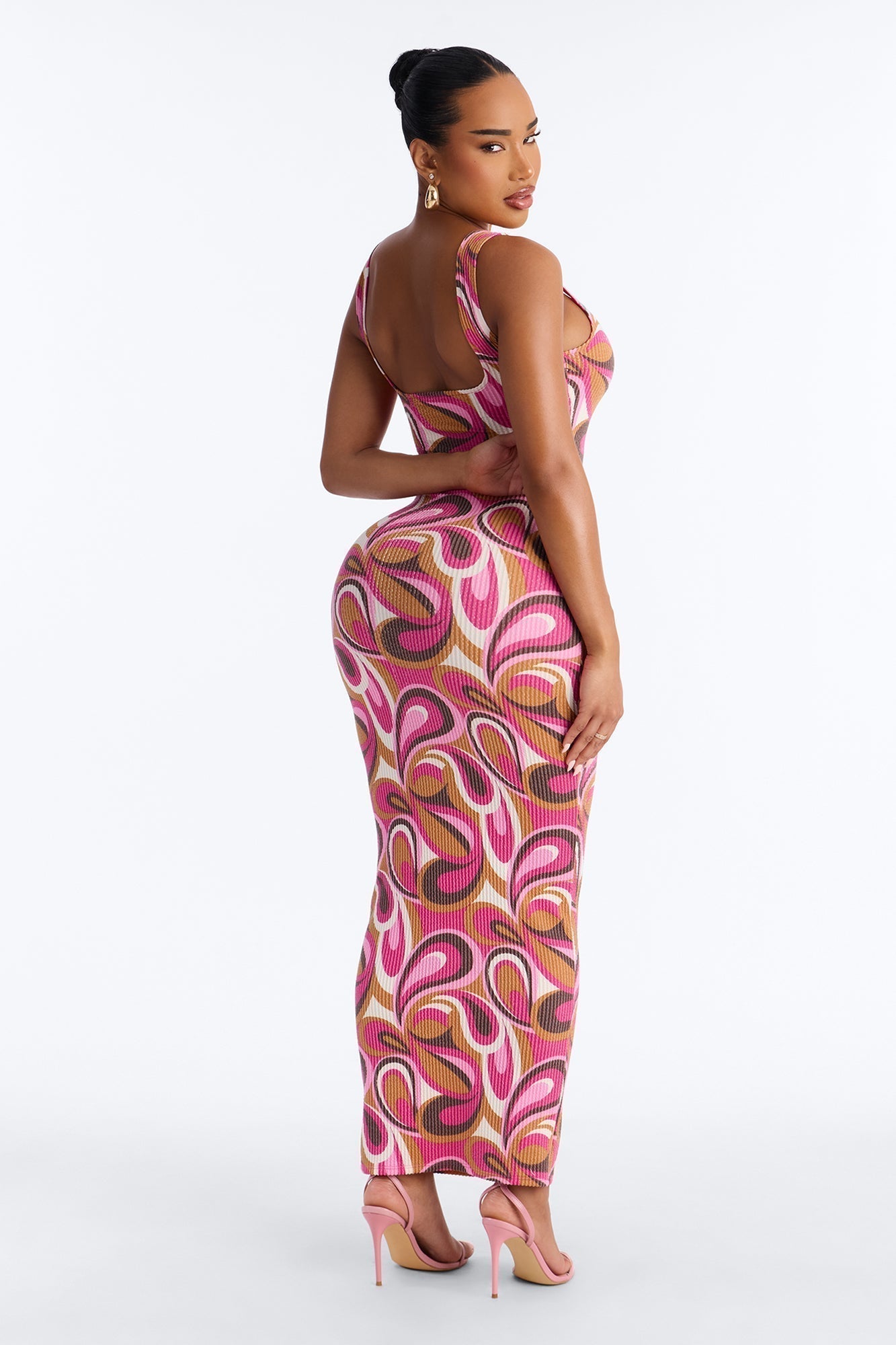 Valentina Ribbed Maxi Dress - Magenta/combo